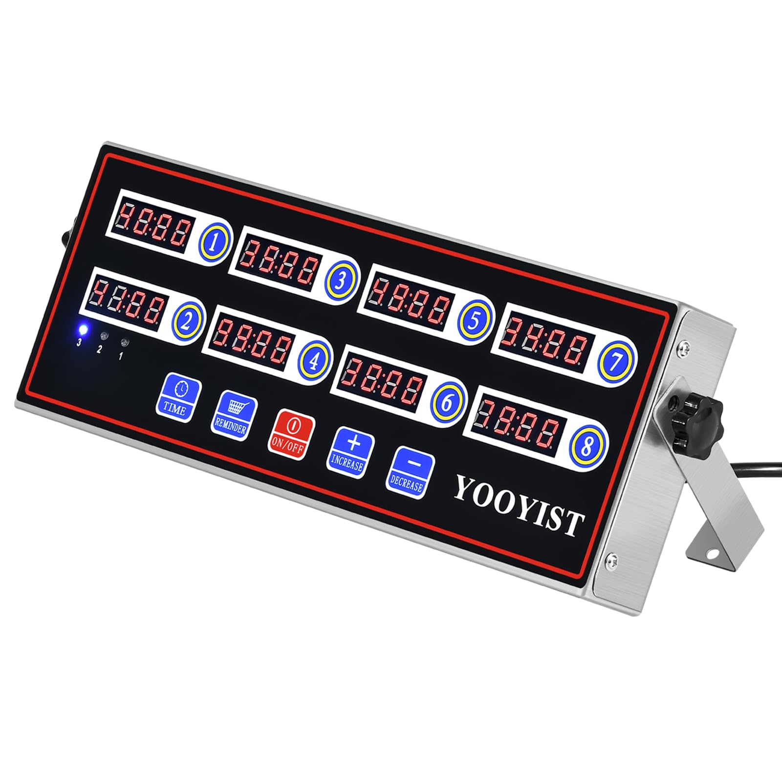 YOOYIST Kitchen Timers for Cooking – 8 Channel Commercial Kitchen Timer Restaurant Kitchen Supplies – Stainless Steel LED Technology Kitchen Timer Digital – Reminder Function, Loud Alarm, Black