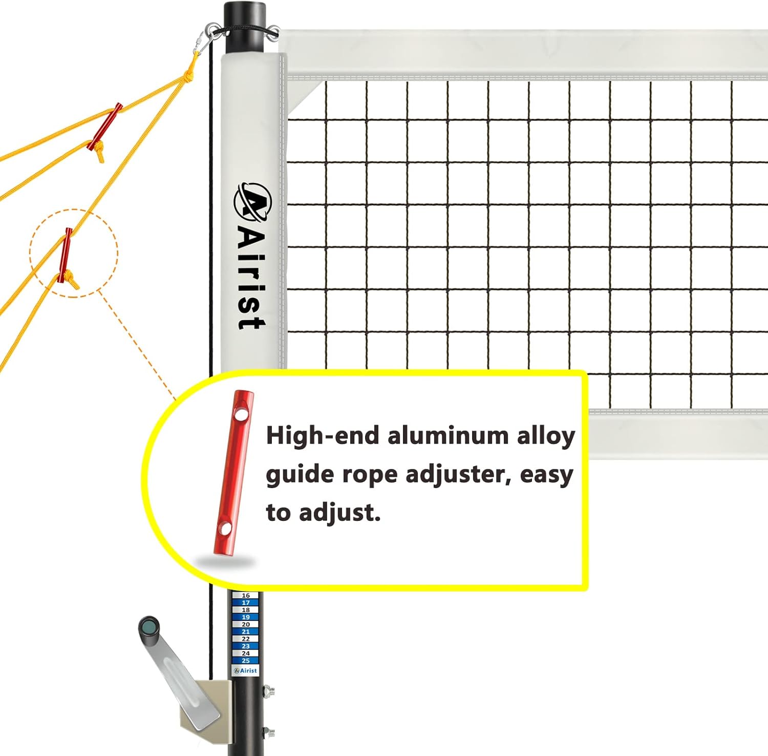 Airist Heavy Duty Volleyball Net Outdoor with Steel Anti-Sag System, Adjustable Aluminum Poles, Professional Volleyball Nets Set for Backyard and Beach, Volleyball and Carrying Bag (White) : Everything Else
