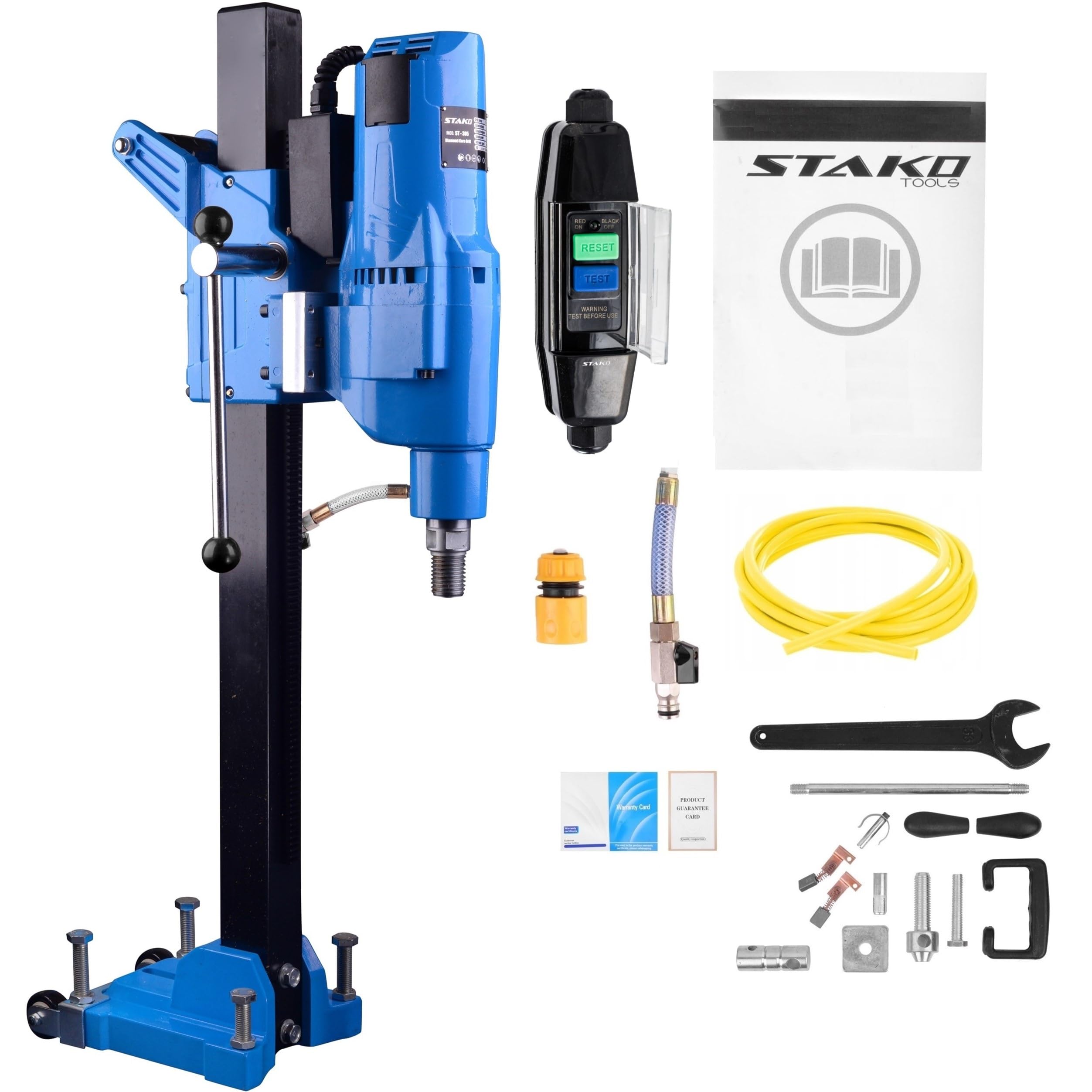 STAKO Max. Ø 305 mm trapano professionale a nucleo con potente motore 4350 – con supporto per trapano nucleare – Punte diamantate per calcestruzzo 0 – 760 giri/min – Unità di perforazione con