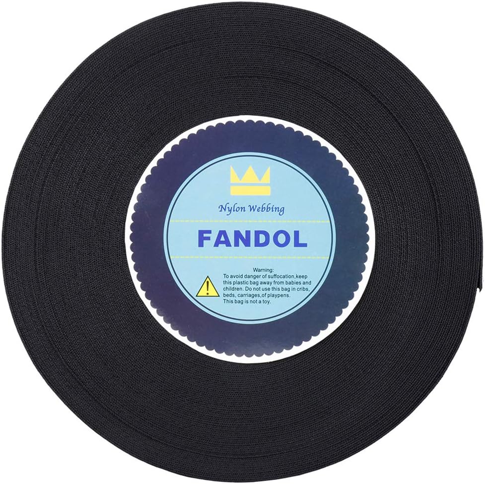 FANDOL Nylon Webbing - Heavy Duty Strapping for Crafting Pet Collars, Shoulder Straps, Slings, Pull Handles - Repairing Furniture, Gardening, Outdoor Gear & More (1 inch x 10 Yards, Black)