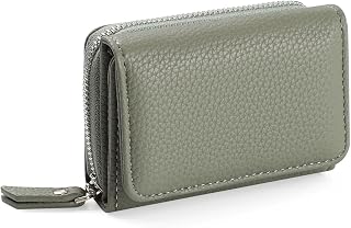 wallet ladies small leather small wallet ladies mini wallet with zipper coin compartment card slot, darkgreen, Classic