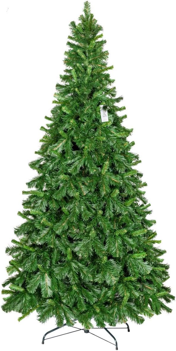 FairyTrees Christmas Tree Artificial Tyrolean Pine, With A Metal Stand, Made Of PVC, 7.2ft / 220 cm