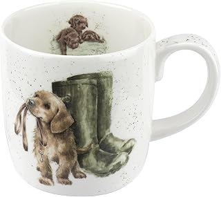 Royal Worcester Wrendale Designs Hopeful (Dog) 14oz Fine Bone China Mug, Animal Print Coffee Cup