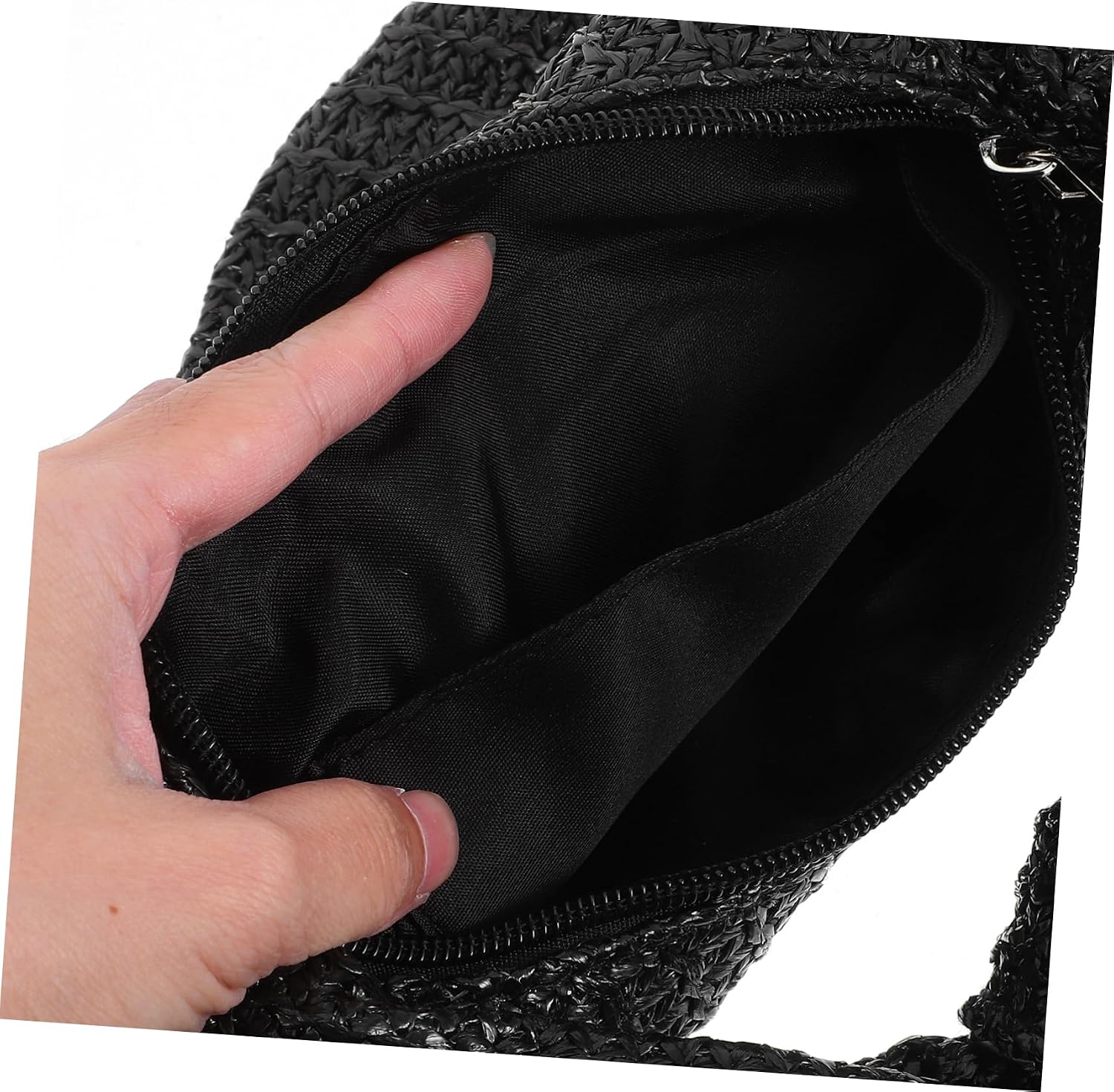 BESPORTBLE Black Woven Clutch Purse for Women Elegant Summer Beach Bag Versatile Handcarry Clutch Style for Vacation Party Prom