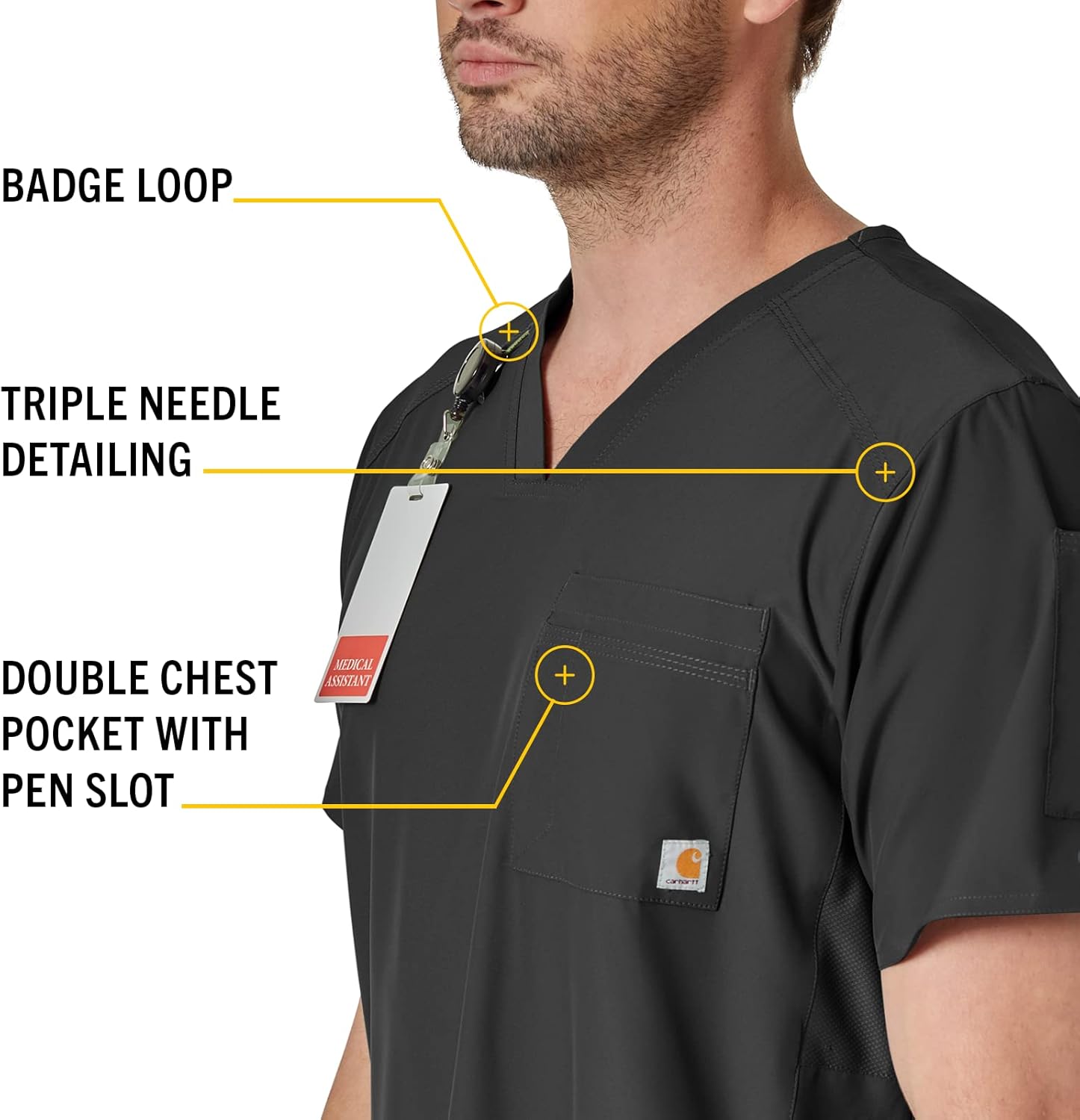 Carhartt Scrubs C15106 Men's Force® Modern Fit Twill Chest Pocket Top