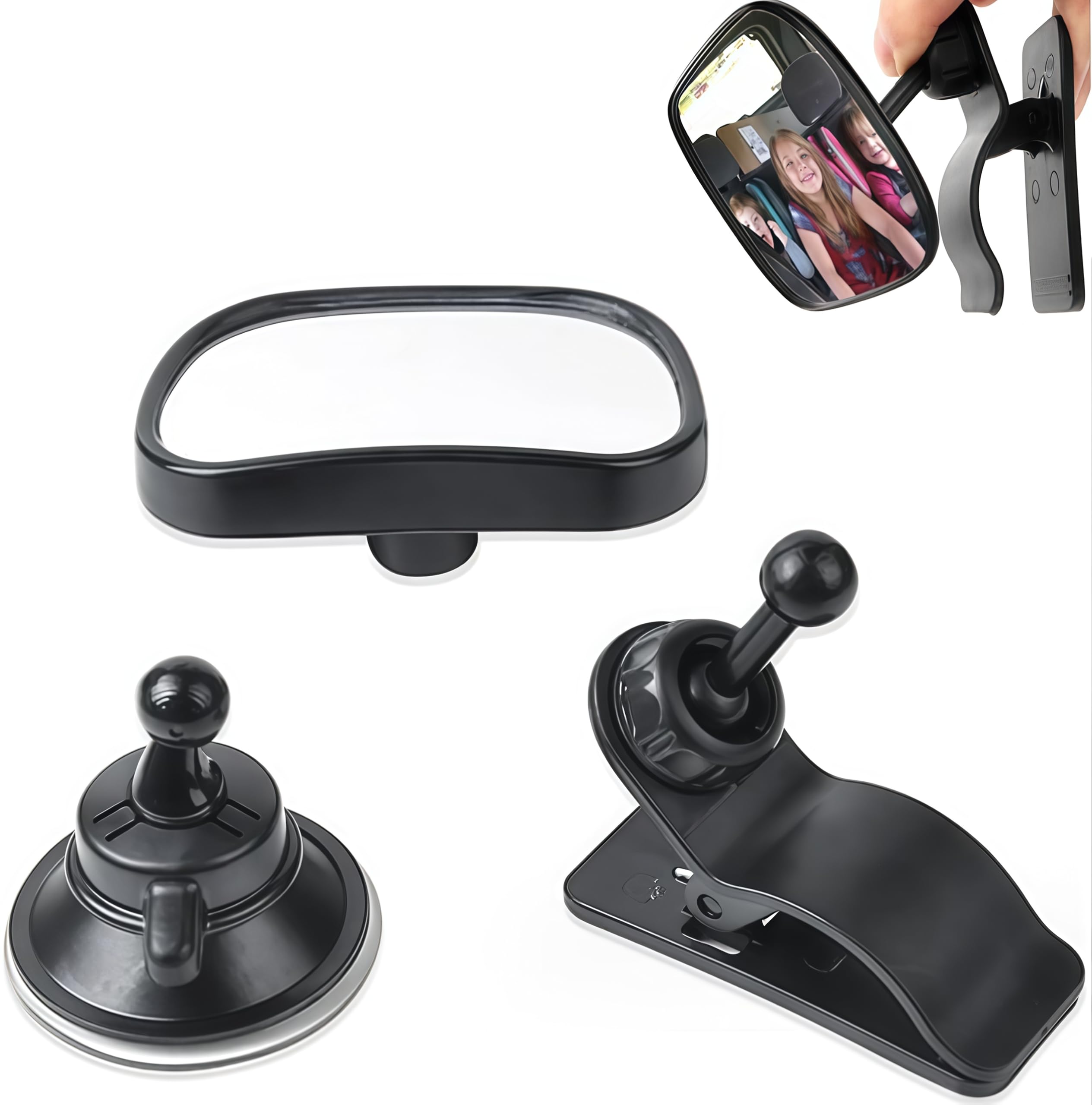 Espejo Retrovisor para Bebé en el Coche, Espejo de Vigilancia 360° Ajustable para Asiento Trasero - Vista Trasera Amplia y Segura para Monitorear a tu Bebé Loopunk