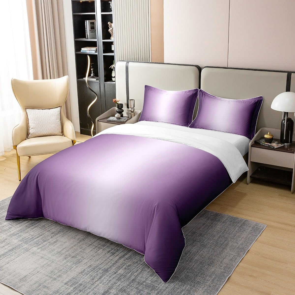 Parure de lit géométrique en coton violet pour moderniser votre chambre