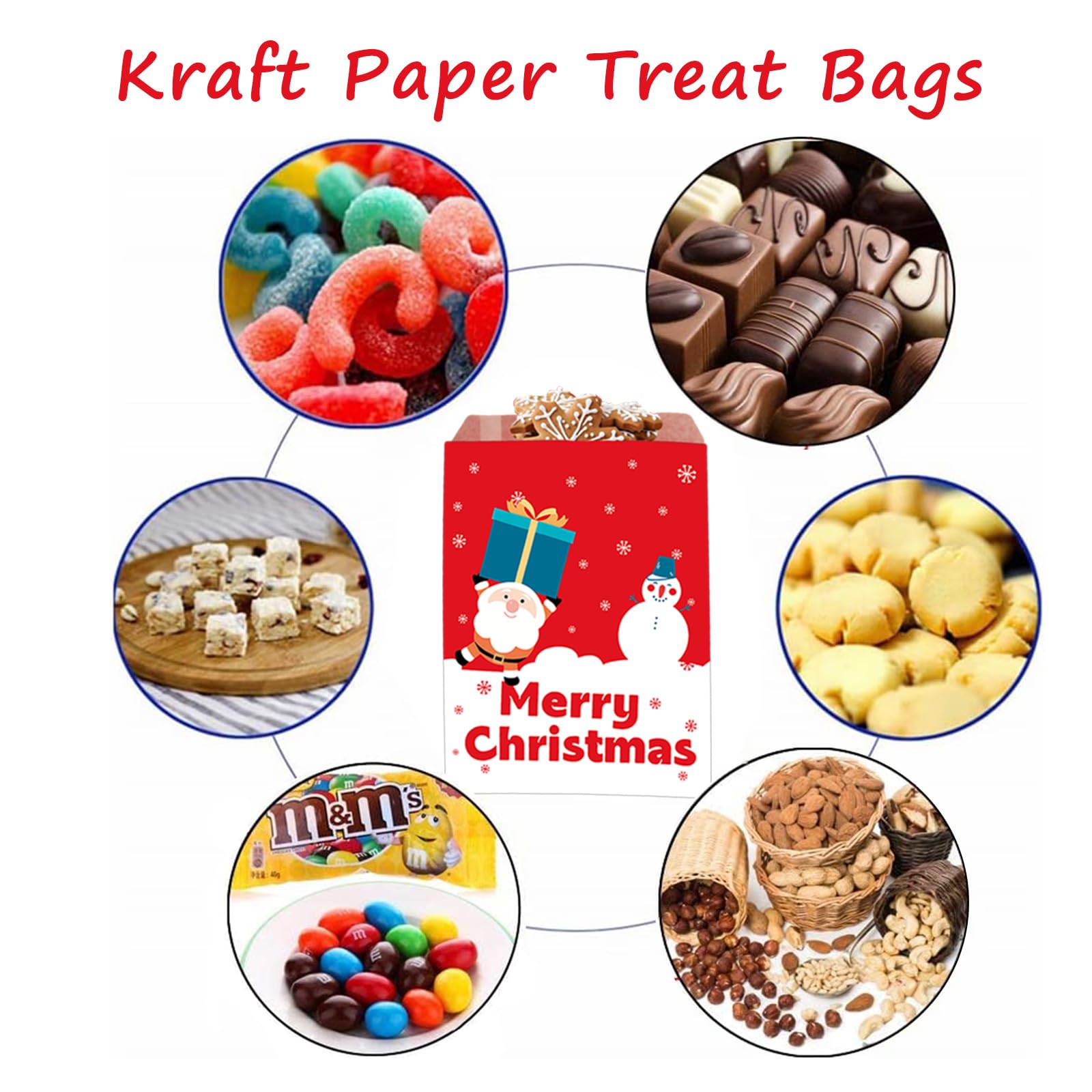 100pcs Christmas Party Sweet Bag, 5''x7'' Candy Paper Bags for Xmax Confectionery Cake Gift Shop, Buffet Stall - Image 4