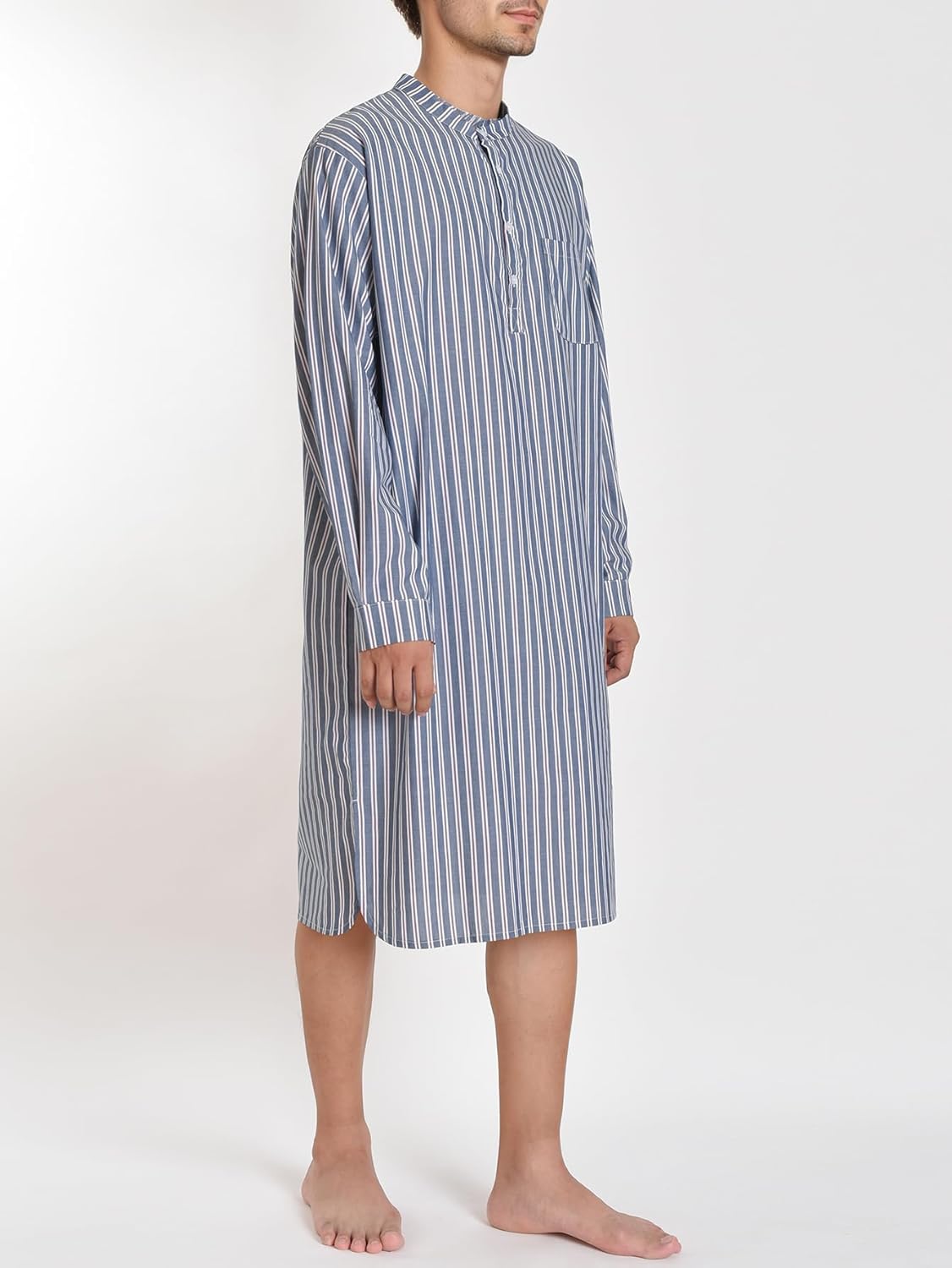 Latuza Men's Lightweight Cotton Nightshirt Long Sleeve Nightgown