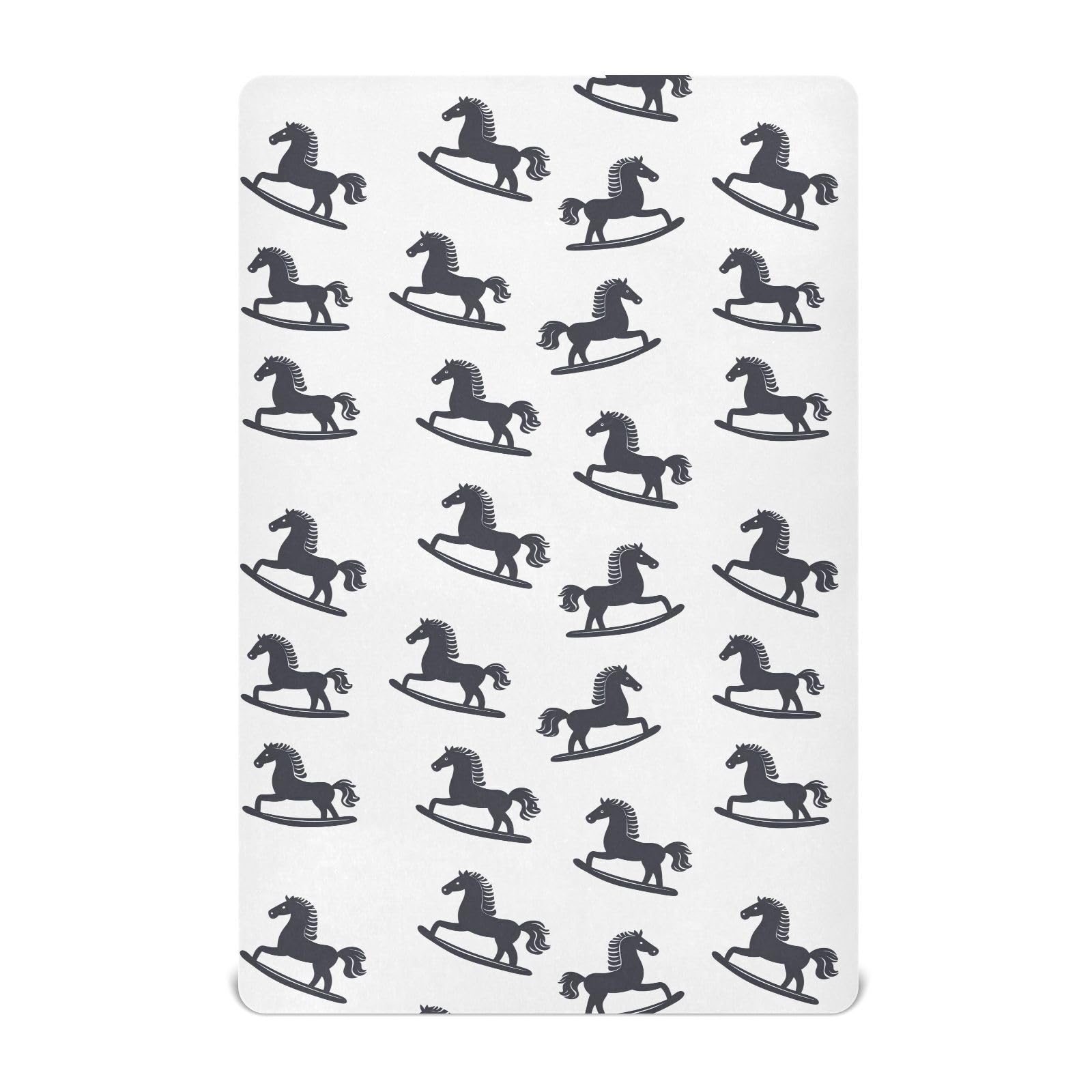 Cartoon Toy Rocking Horse Crib Sheets for Boys Girls,Neutral Fitted Crib Sheets for Toddler Mattresses,Baby Nursery Sheet for Cribs,Soft and Breathable 39 * 27 * 5In