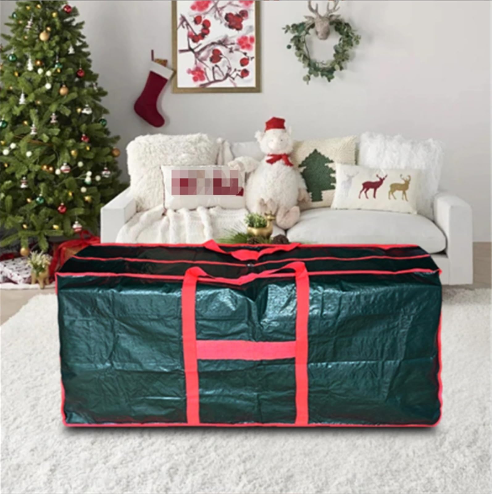 Borsa Albero Borsa Portaoggetti for Albero di Natale con Cerniera E Maniglia for Riporre Alberi Artificiali Contenitore Natale(165x38x76cm)