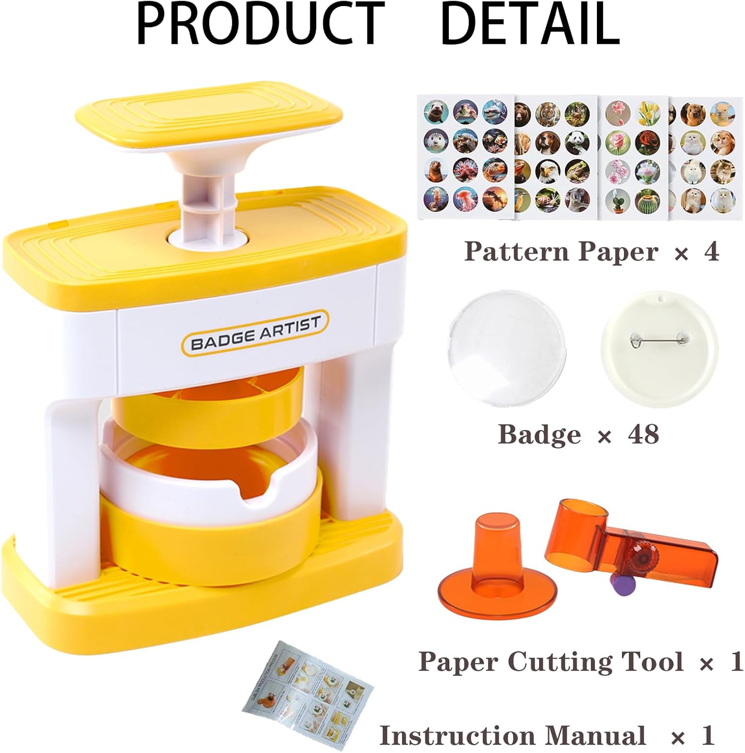 SolaceShine Button Maker Machine, 55mm(2.16inch) DIY Button Parts DIY Pin Badge Press Machine New with 48PCS Button Makersupplies for Pin Maker Christmas, Birthday, Thanksgiving, Valentine's Day Gift