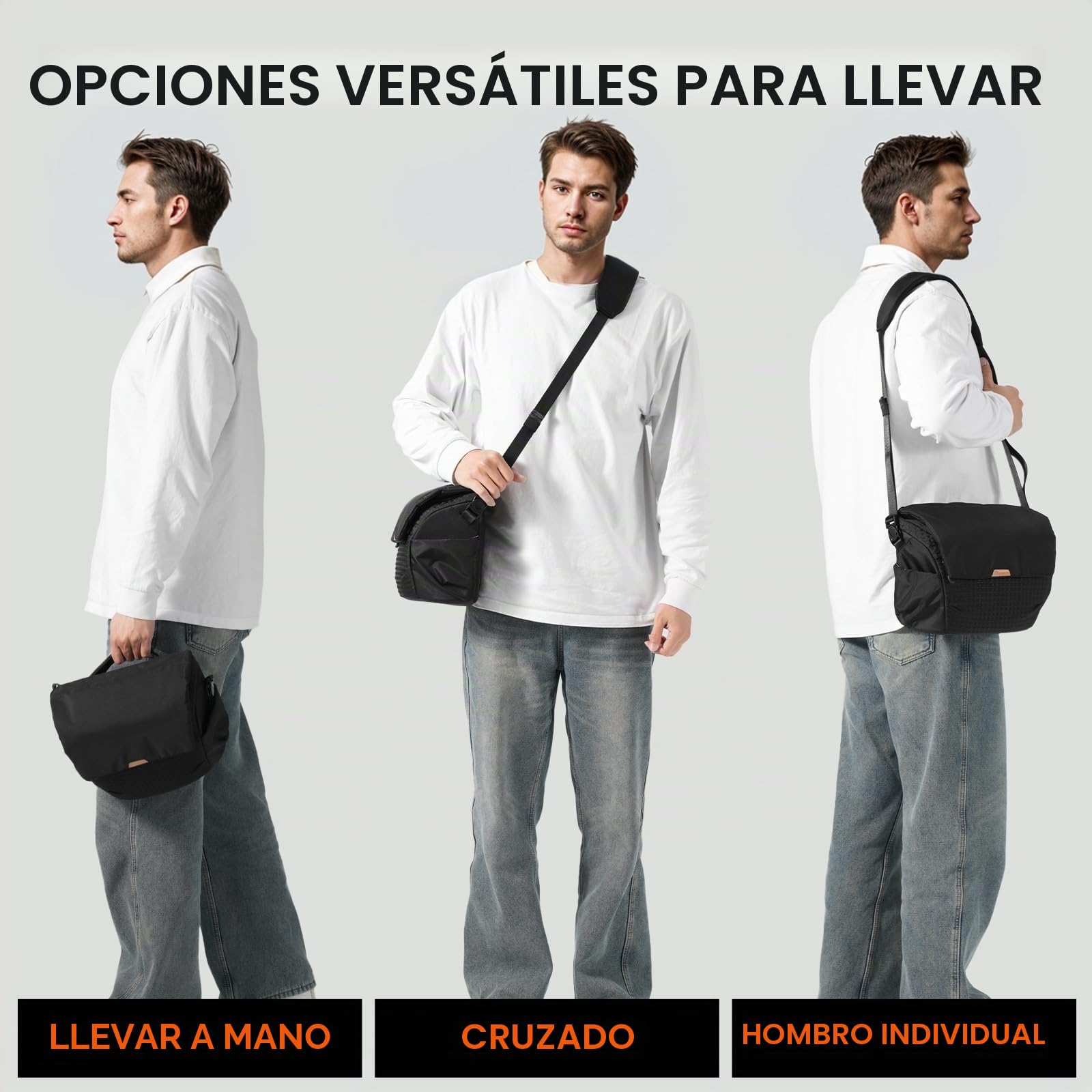 TARION Bolso Bandolera Fotográfico 7L - Cinturón Ajustable con 2 Divisores Desmontables Compartimento Rápido para Cámaras DSLR/SLR y Funda Tablet 12" Thorner