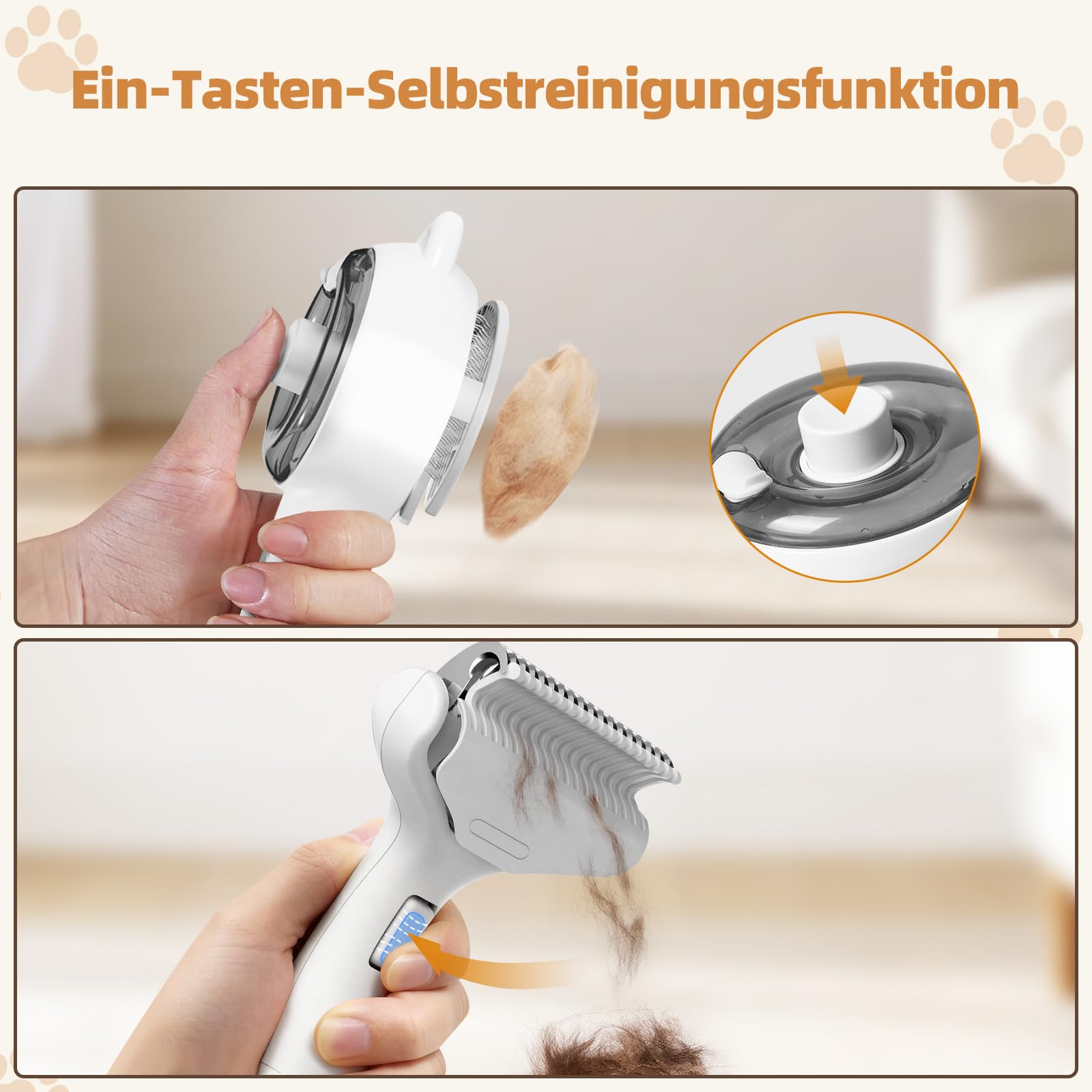 Brosse à chat à vapeur 2 en 1 & Retire-Underpoil, Soin animal pro, Brouillard froid 2 niveaux, Démêlage & Massage, USB rechargeable, Grand réservoir, Chiens & chats poils longs/courts