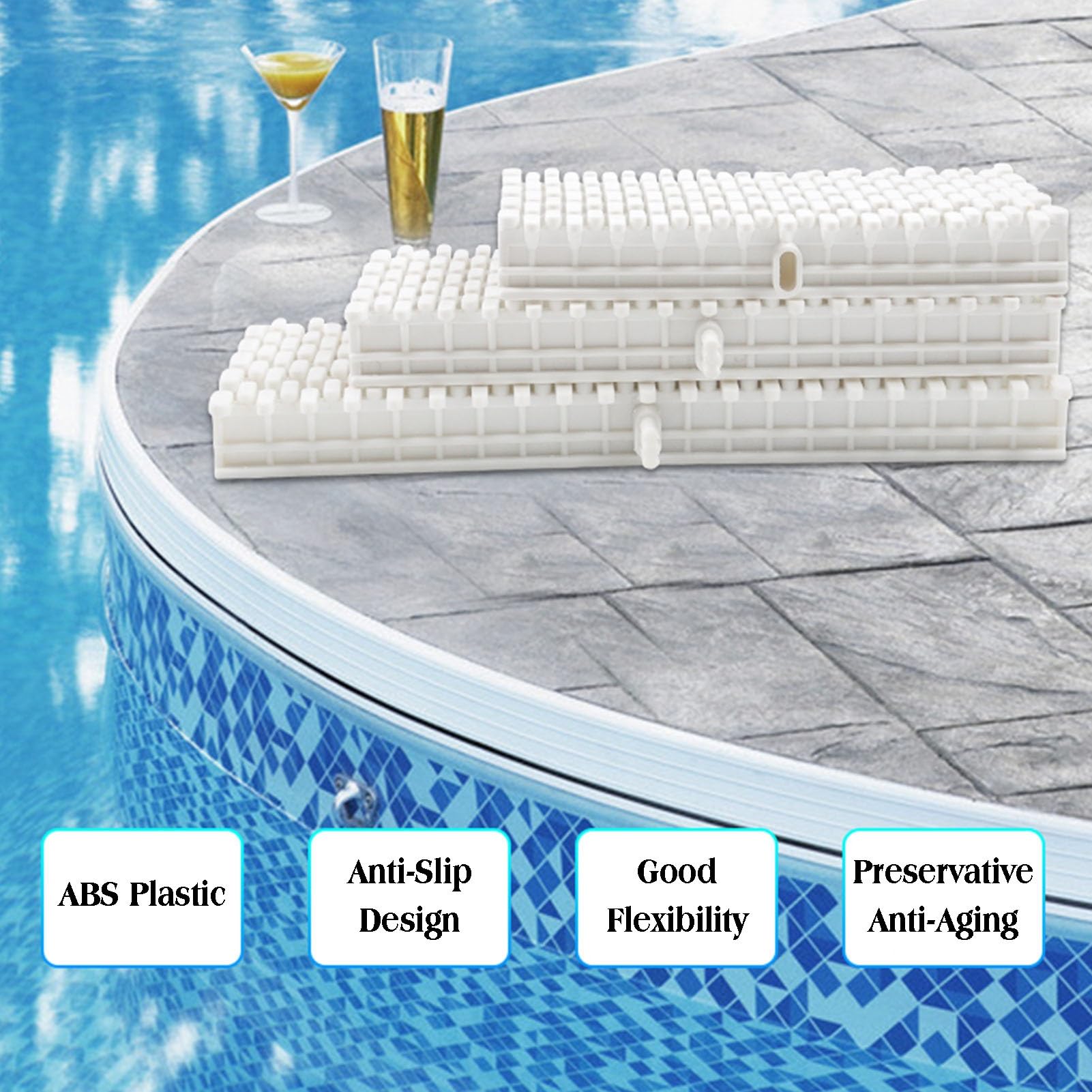 Griglie di drenaggio per Piscine - Confezione da 6 coperture in plastica per vialetti e patii, 30x100 cm, Soluzione di drenaggio Resistente per Bordi Piscina e spazi este