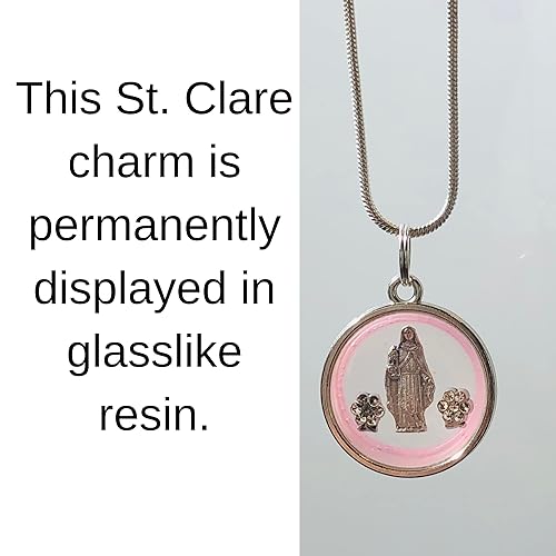 Miniatura 2 de St. Clare of Assisi Pendant Necklace Catholic Christian Christmas Lourdes Poor Clares San Damiano Patroness of eye disease and TV St. Francis