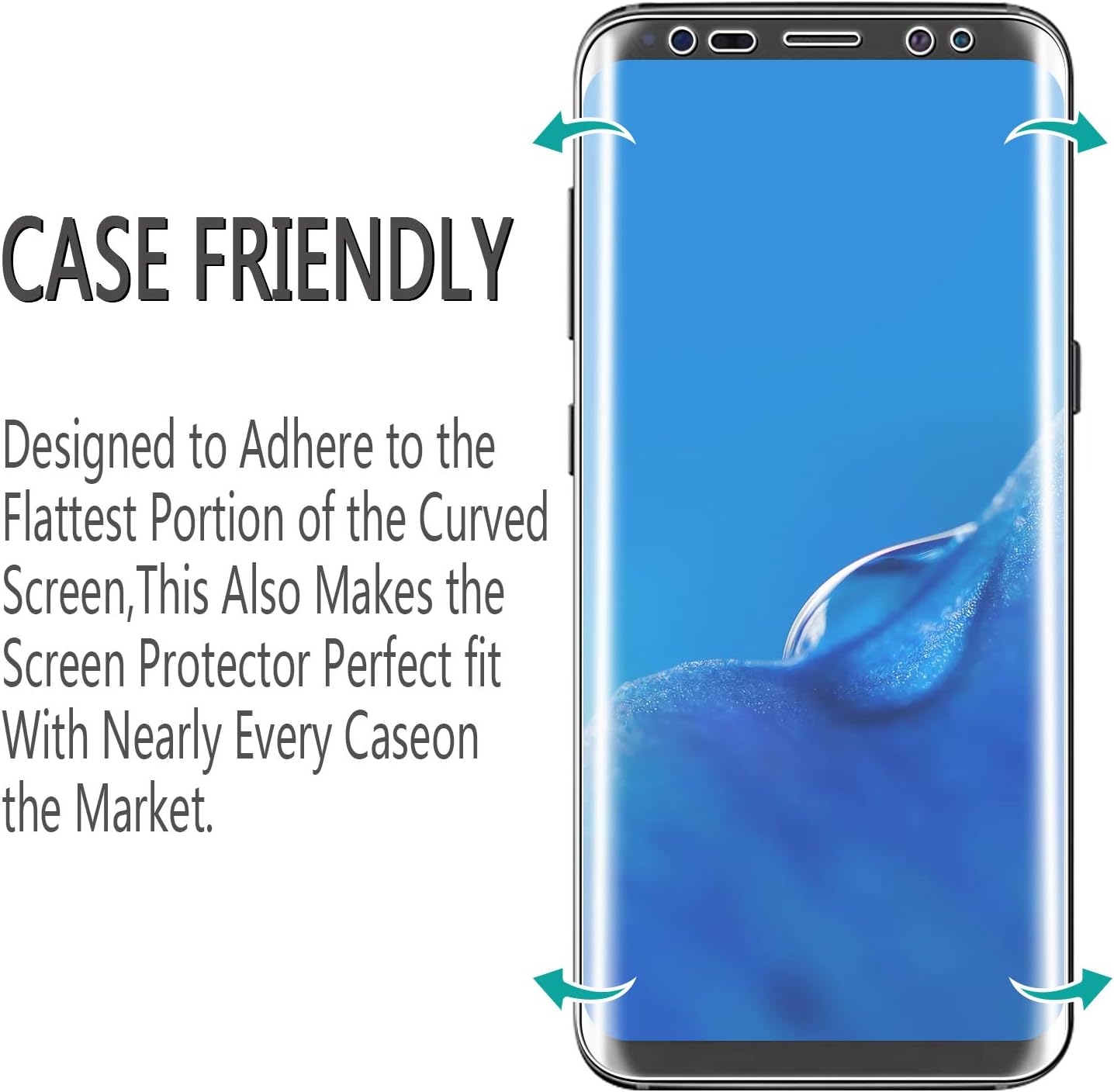 2-Pack HPTech Screen Protector For Samsung Galaxy S8 Full Coverage PET Film, HD Clear, Bubble Free, Case Friendly