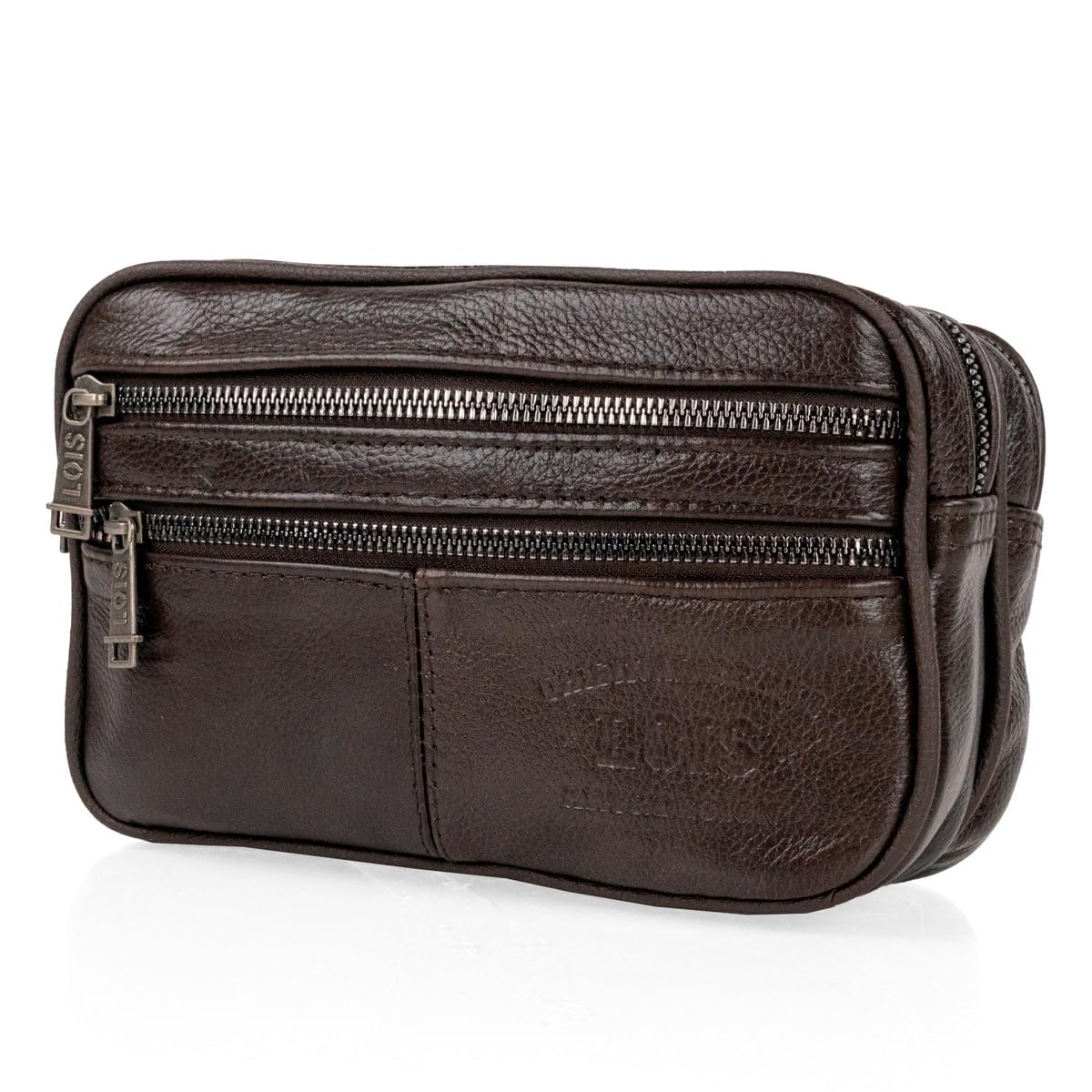 Lois - Bolso De Mano Hombre, Bolso Hombre Elegante De Piel Con Cremallera Y Asa De Muñeca Para Eventos Y Viaje