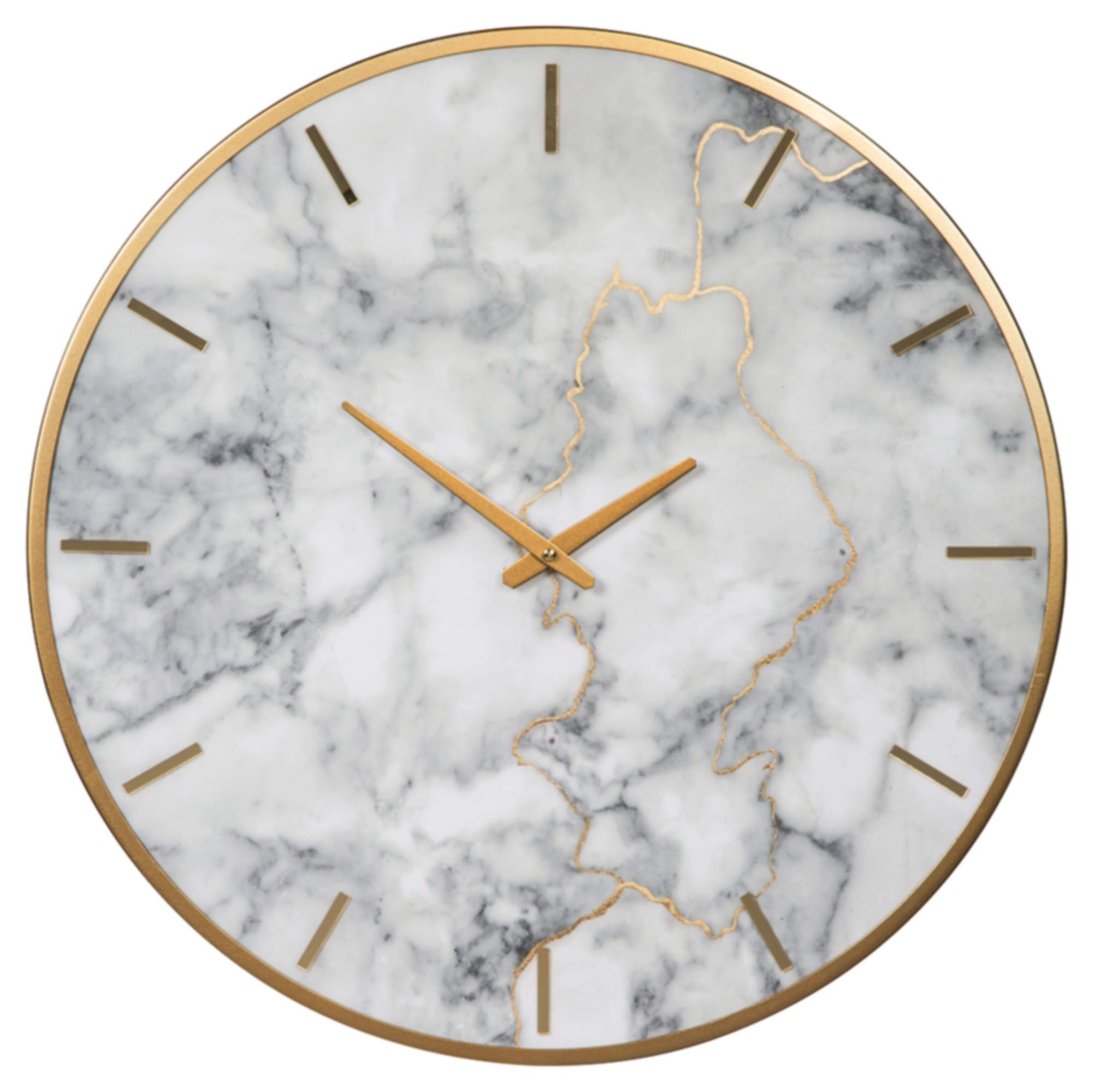 Signature Design by Ashley Jazmin Contemporary 23.6" Round Faux Marble Face Wall Clock, Gray & Gold