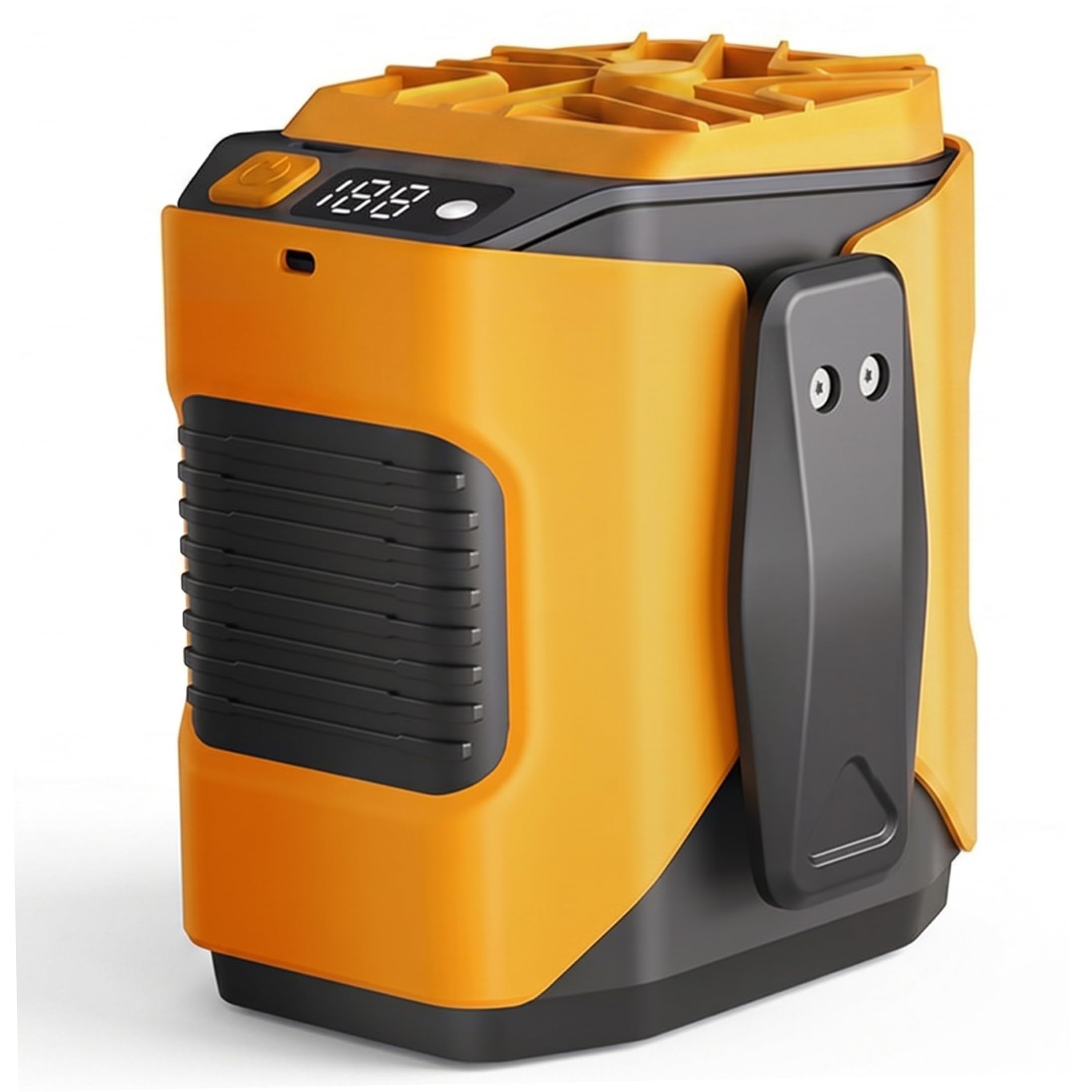 Portable Waist Fan Rechargeable 100-speed Adjustment Belt Clip Fan, Personal Fans with 6000mah Battery & Led Flashlight - Yellow