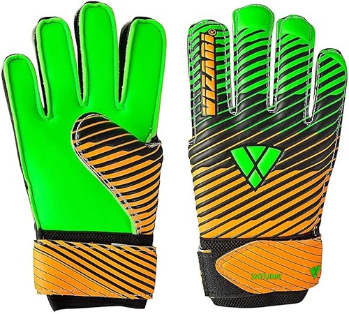 Vizari Sports Saturn Soccer Goalie Goalkeeper Gloves for Kids Youth & Boys, Football Gloves with Grip Boost Padded Palm and fingersave Flat Cut