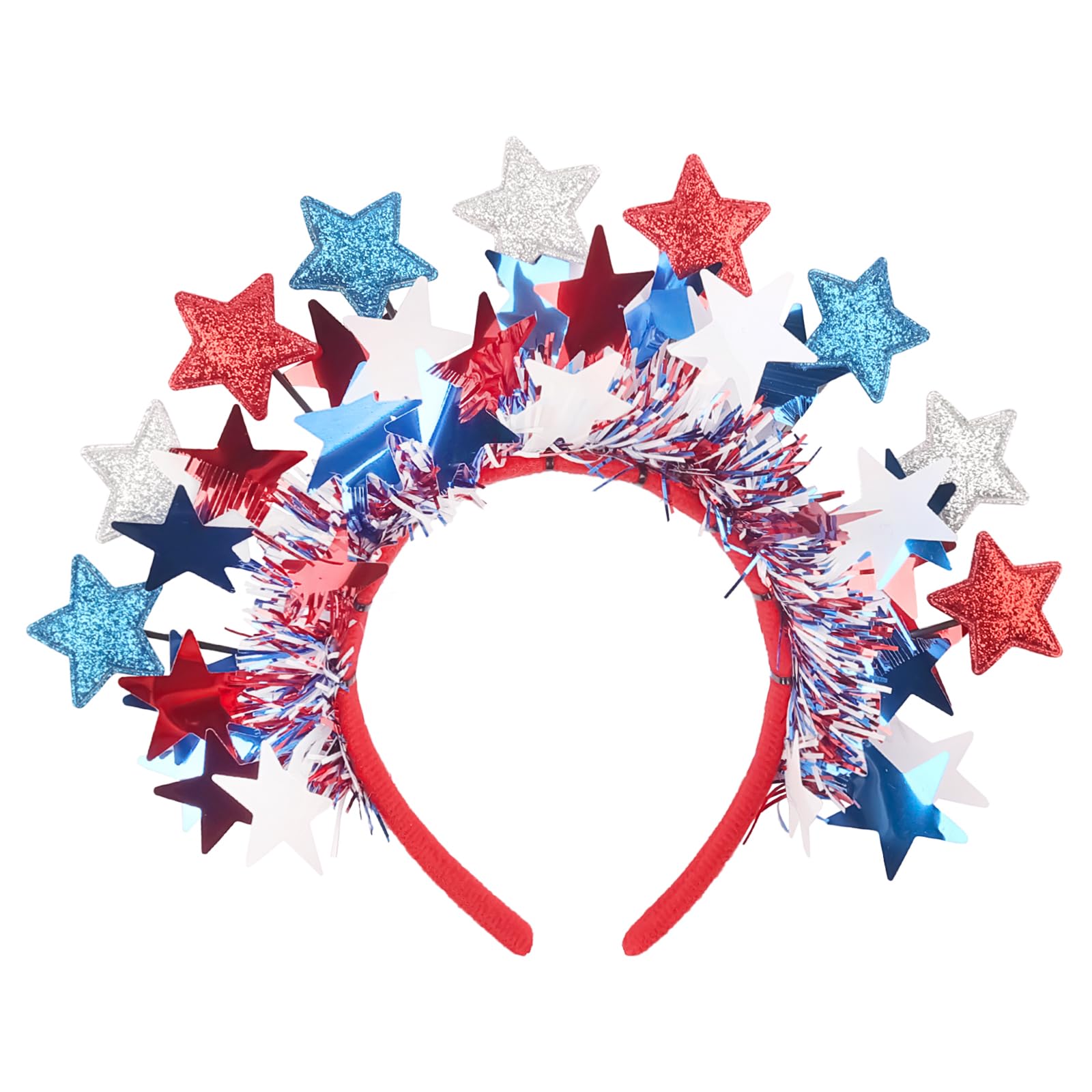 Doneace Patriotic Head Boppers Headband 4th of July Headbands Red White Blue Glitter Star Design Hairband Independence Day Hair Accessories for
