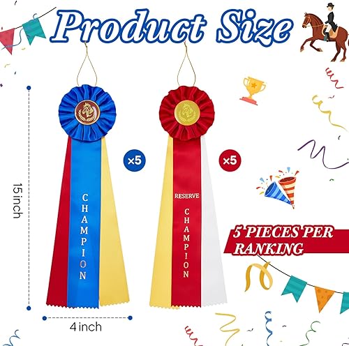 Miniatura 3 de Cinta de participación de campeón de espectáculo de caballos y campeón de reserva, cinta de participación de premios con tarjeta de evento, cintas