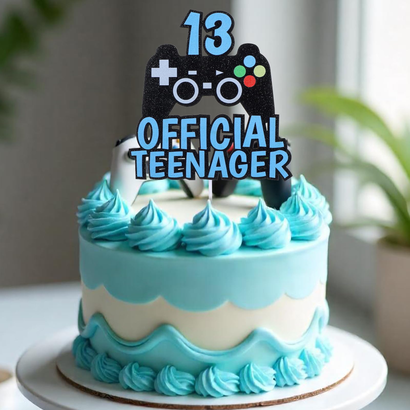 1 stuk taartdecoratie voor jongens en jongens, videospel, taartdecoratie, Happy Birthday taarttopper, 13 officiële tieners, Happy Birthday, taartdecoratie, 13 jaar, jongens en meisjes, verjaardag