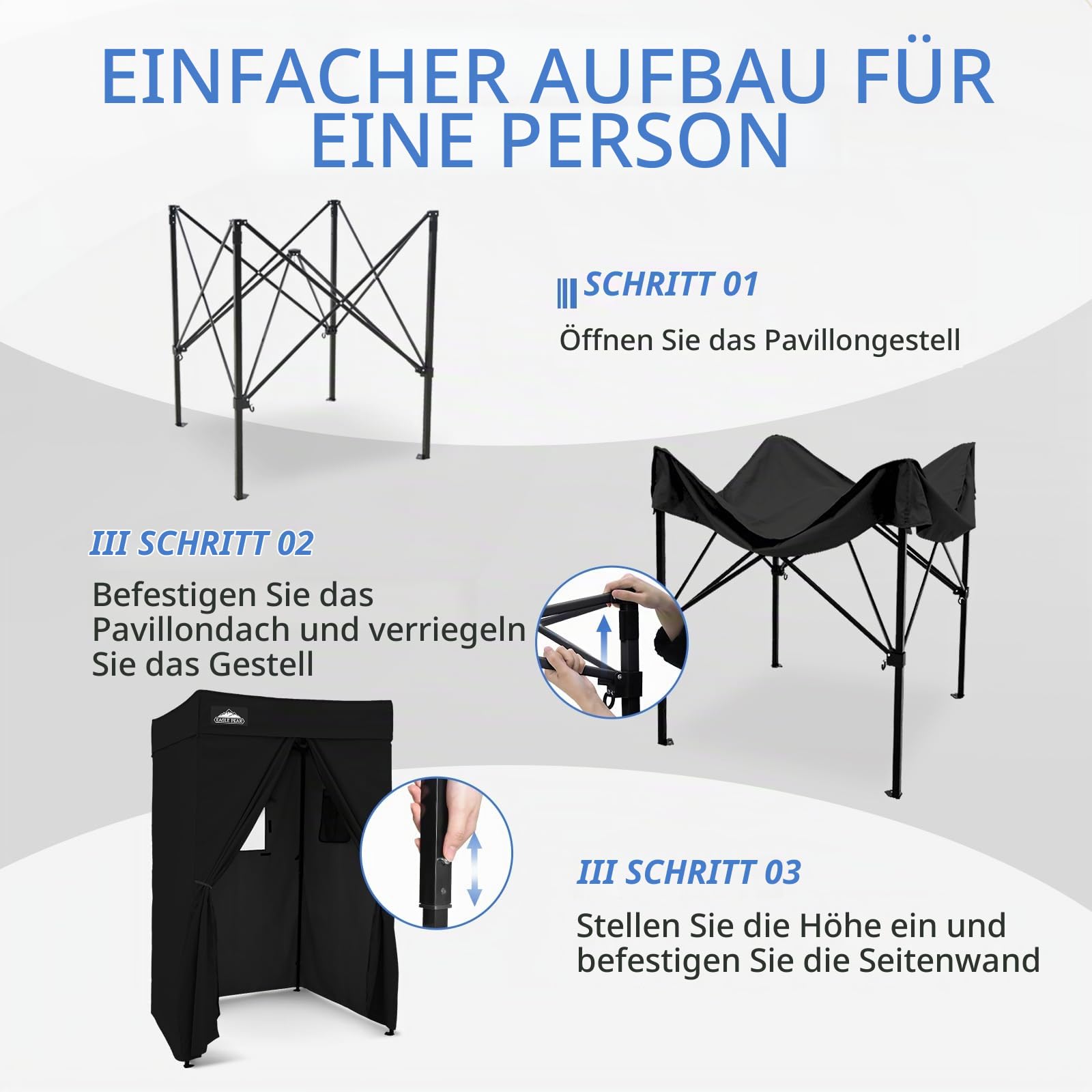 EAGLE PEAK Flex Compact 4x4 Pop-Up-Überdachung, Umkleidekabine, tragbare Privatsphäre Ankleidezimmer für Innenbereich, Mode-Fotoshootings, Camping oder Pool, Schwarz