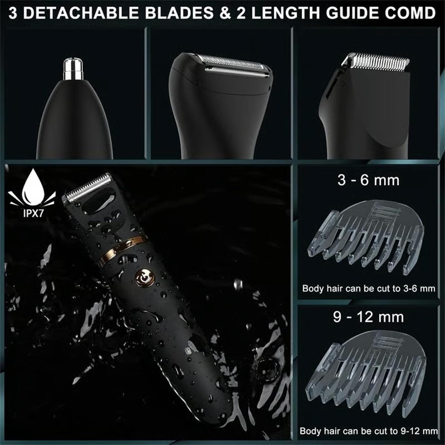 3 in 1 Electric Body Hair Trimmer for Men, Home Multi Functional Shaver for Body, 3-in-1 Fully Washable Hair Shaver, Dual-Head Electric Hair Removal Device, for Men and Women