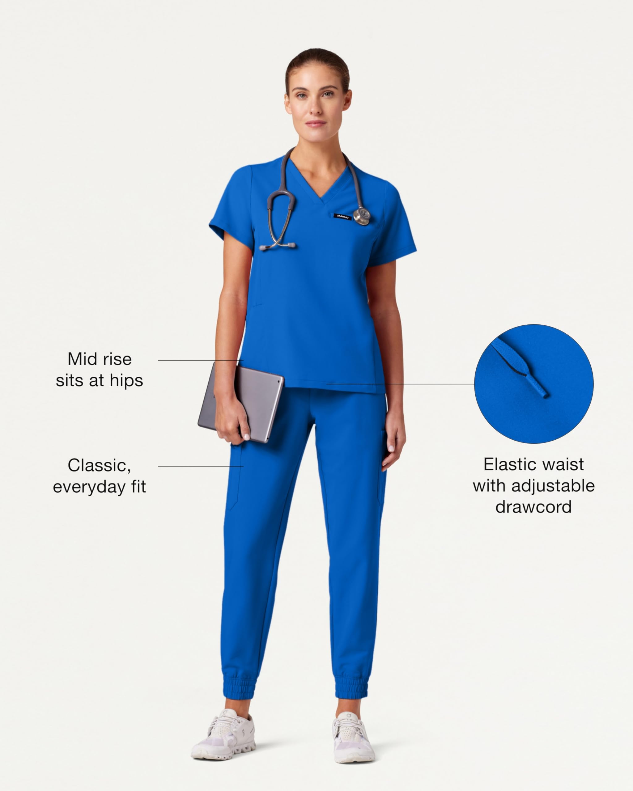 Jaanuu Neo Women's 7-Pocket Classic Mid-Rise Scrub Jogger - Royal Blue M