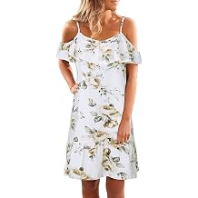 Topways Womens Summer Floral Print Off The Shoulder Strap Sexy Bohemian Dresses