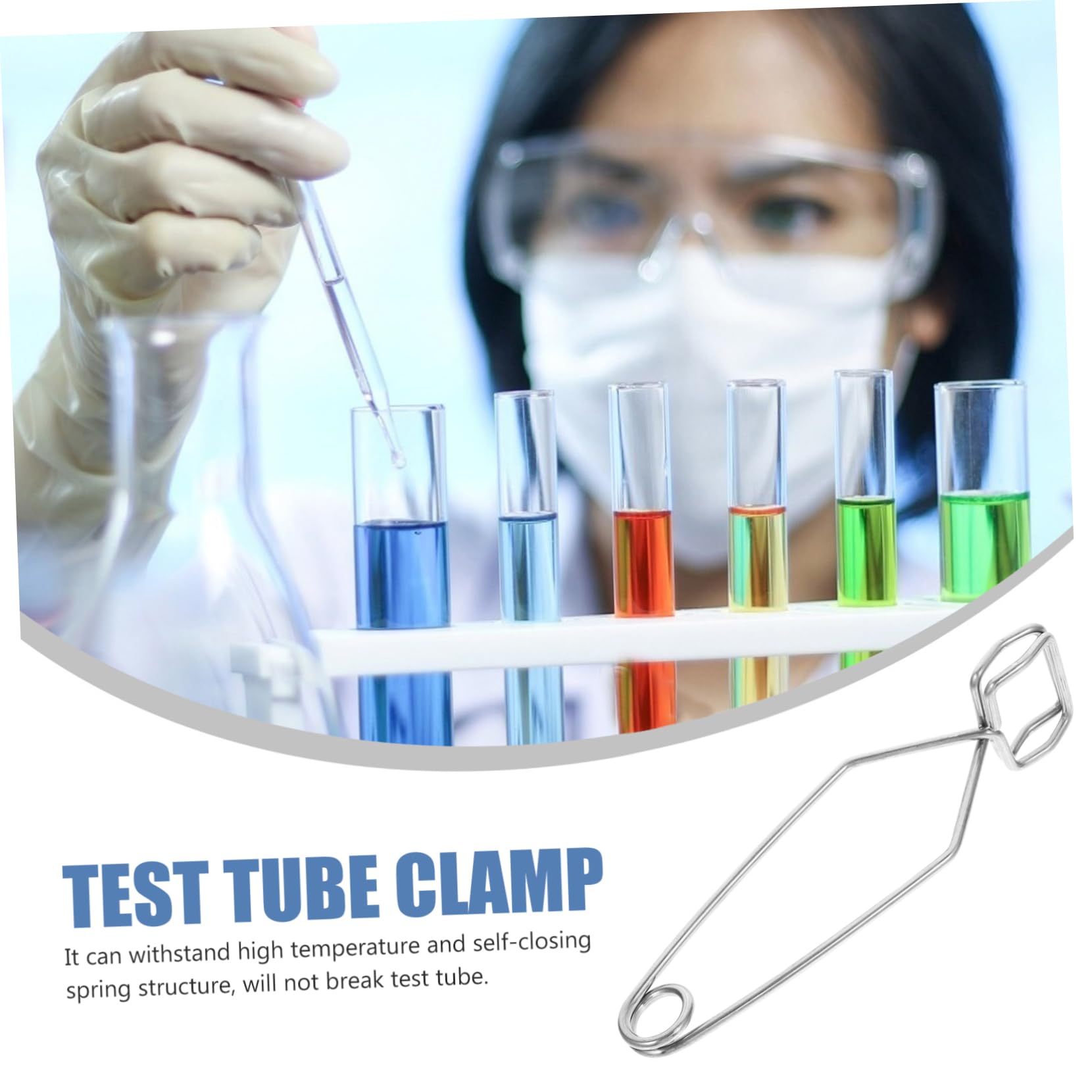 Ciieeo Pinces pour Tubes à Essai Ressort Auto-fermable 4 Pcs en Fer Argenté Résistance Haute Température pour Usage à Domicile et Scolaire