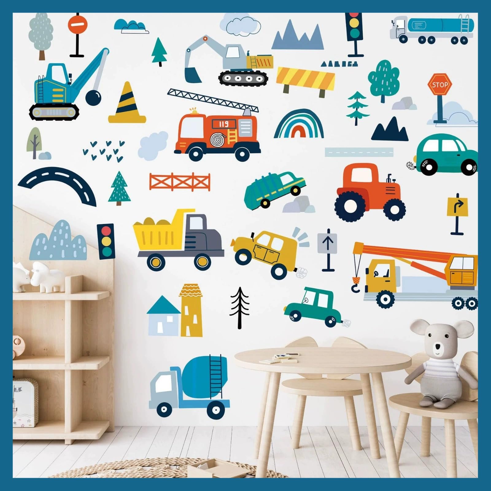 CLKE 90Pcs Car Decals Car Wall Stickers Transportation Cars Wall Decals Trucks Construction Vehicles Stickers - Image 3