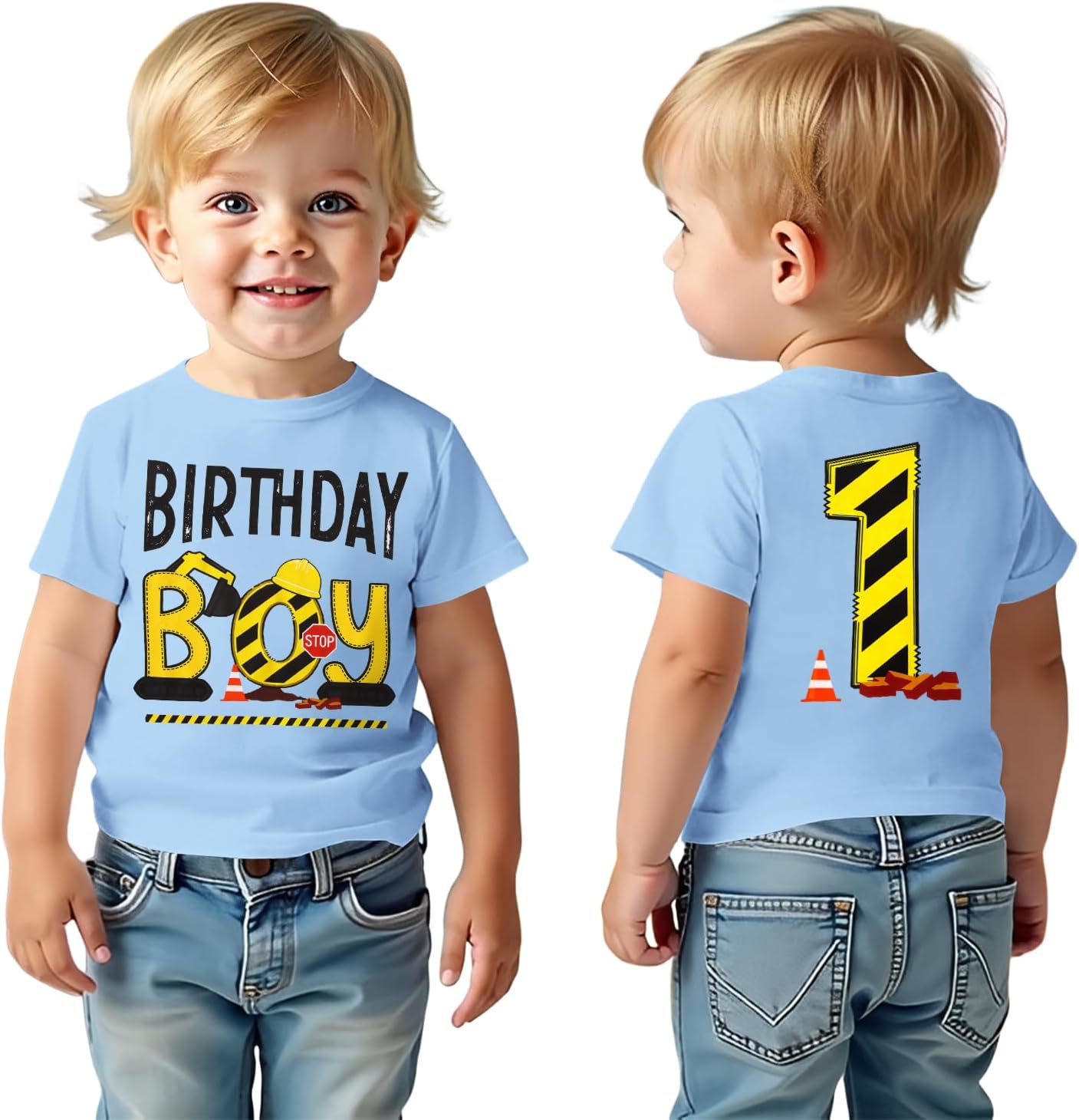 Bagger Kinder Shirt Junge Geburtstags Tshirt Birthday Boy Drucker T-Shirt 1-4 Jahre Geburtstag Kleidung Sommer Kurzarm Top Rundhals Jungen Hemden Kleinkind Geburtstagsshirt