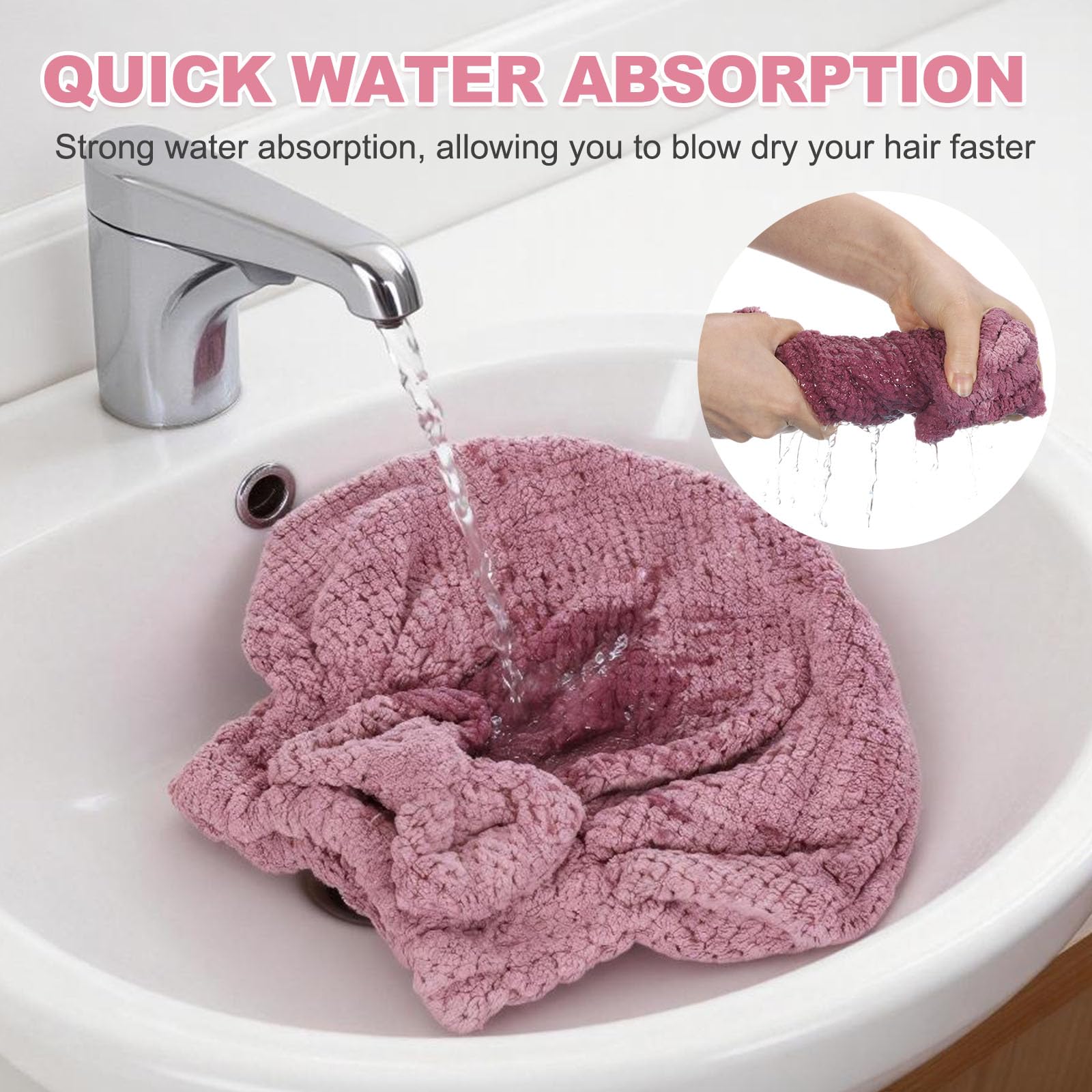 QUARKZMAN 2 Pezzi Asciugacapelli, 25 x 30 cm MicroFibre Assorbente Rapido Per Capelli Lisci, Ondulati, Bagnati, Spessi E Crespi, Azzurro Cielo