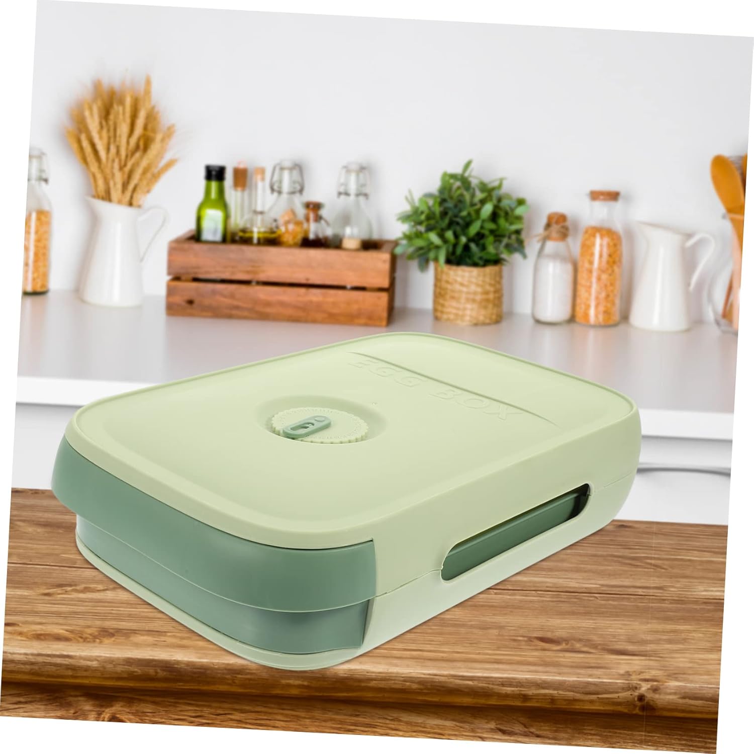 2pcs Egg Storage Box Pantry Organizer Egg Storage Container Plastic Eggs Fridge Egg Tray Container Stackable Egg Holder Containers with Lids Drawer Box Pp Refrigerator (Greenx2pcs 34x22x7.8cmx2pcs)