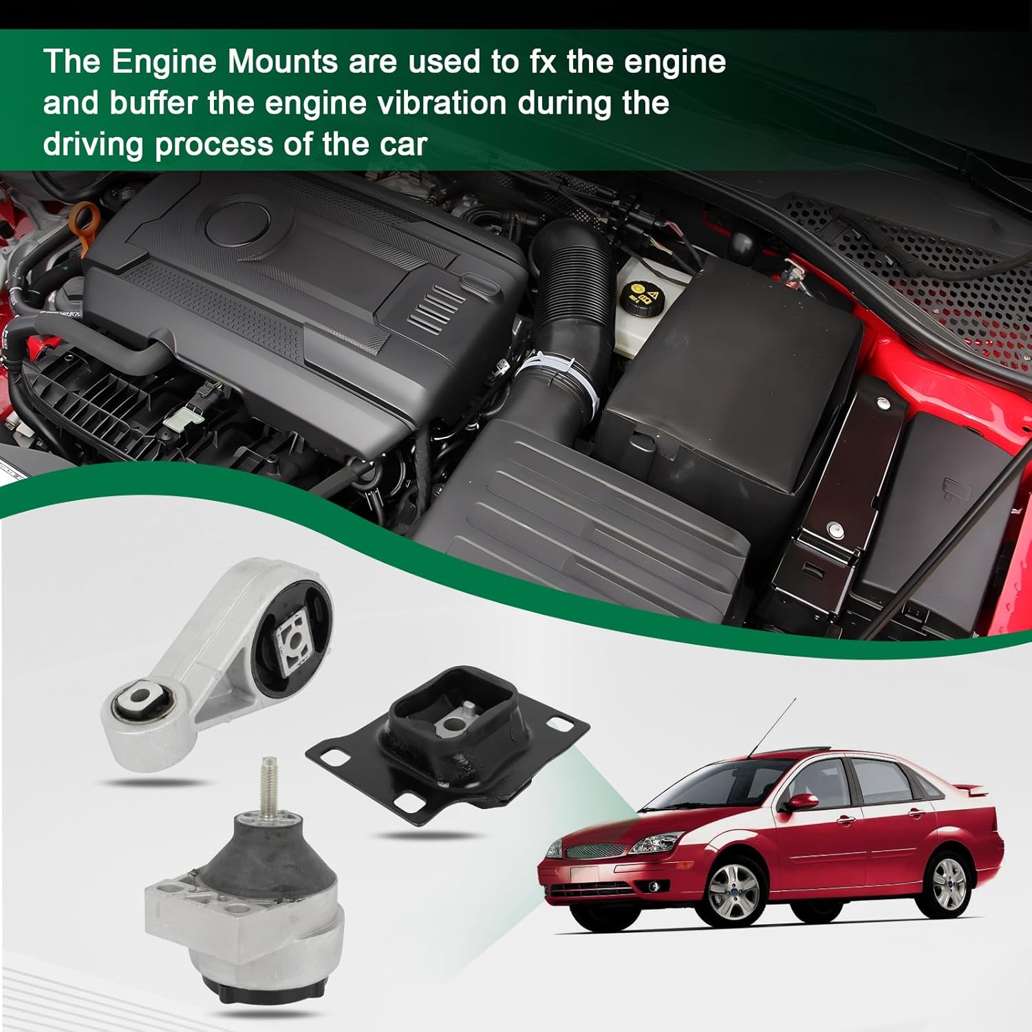 SCITOO Engine Motor Mount Transmission Mount and Torque Strut Mount Set Compatible for Ford for Focus 2005-2007,OE 1061205 1094591