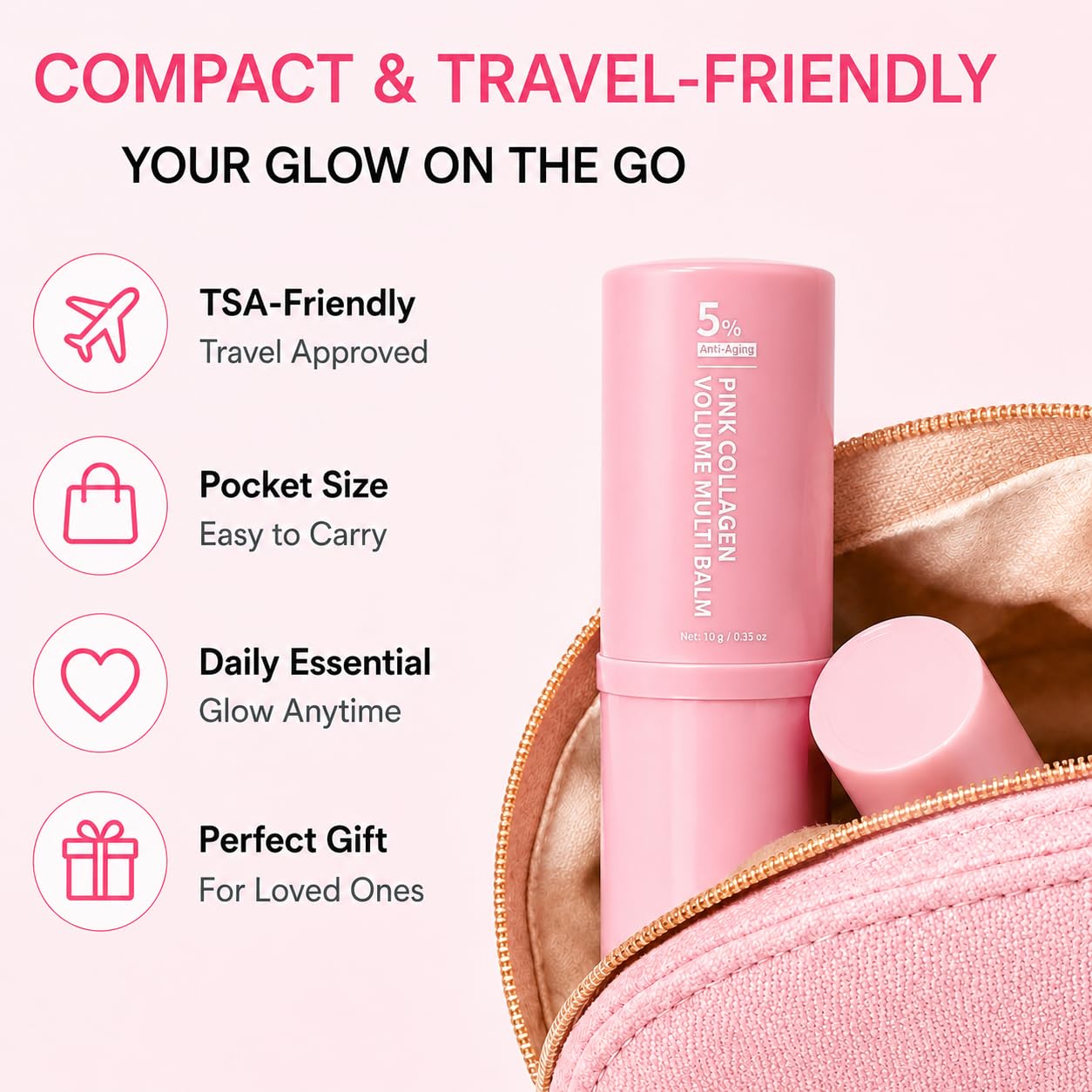 PDRN Pink Collagen Volume Multi Balm Stick, Hydrating Face Moisturizer