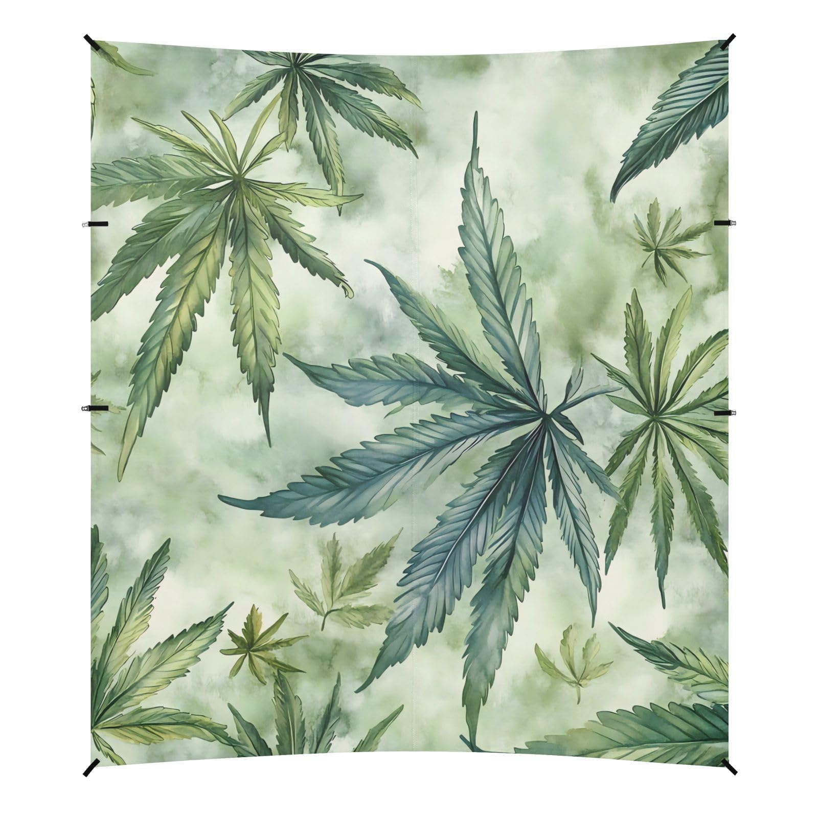 Cute Weed Minimalist Style Foldable Beach Canopy UPF50 Waterproof Large Portable Sun Shelter with Sandbags and Shovel for Family Trips, Picnics & Camping