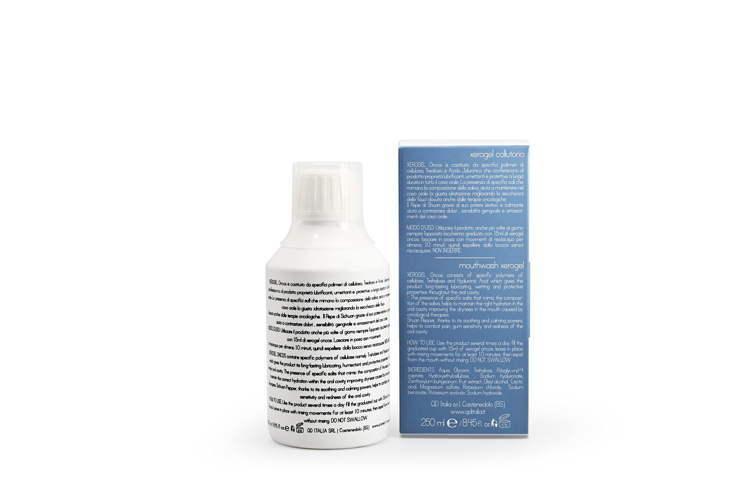 ONCOS – Rince-bouche Xerogel 250 ml Contraste Douleurs, Sensibilité aux Gencives et Rougeur, Effet apaisant et apaisant, Cosmétique Oncologique pour Hydrater le Câble Oral