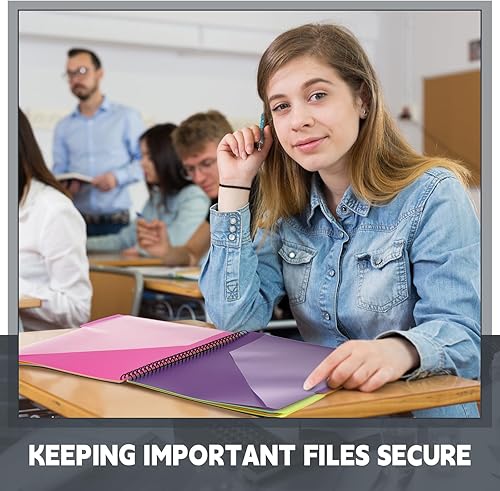 Miniatura 7 de Carpetas en espiral de 24 bolsillos a granel con bolsillo frontal transparente, carpetas organizador de proyectos con 12 divisores y pestañas