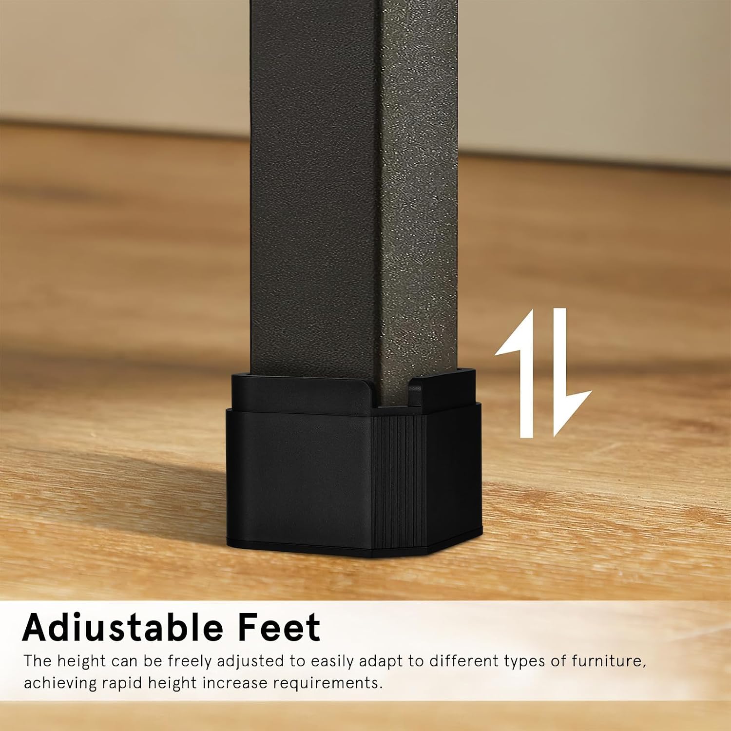 4pcs Black Stackable Furniture Risers Adjustable Height Leveling Feet | Pp Tpu Build, Reinforced Base Structure, Wobble Control, Home Decor Moving