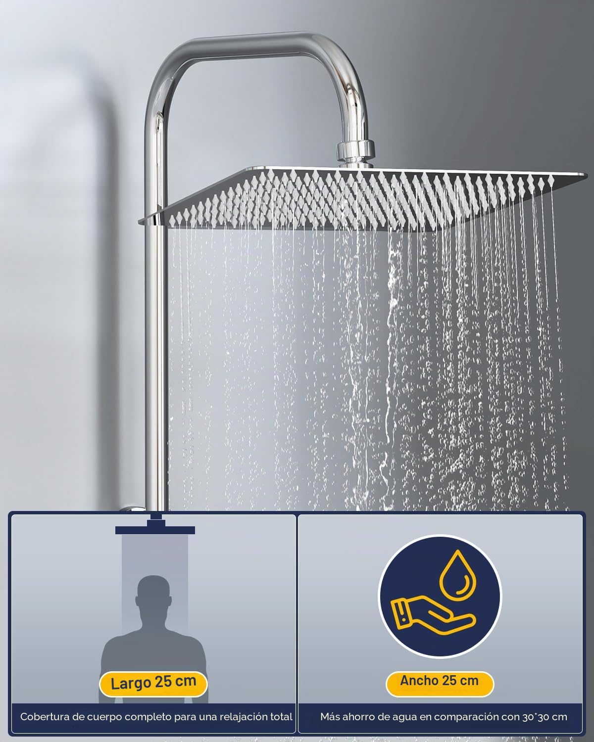 YEAUPE PRO Juego de ducha con filtro – 10 pulgadas acero inoxidable ducha lluvia y ducha de mano cromada blanca 2 filtros de repuesto, manguera de PVC de 1,6 m, soporte de altura ajustable, sistema