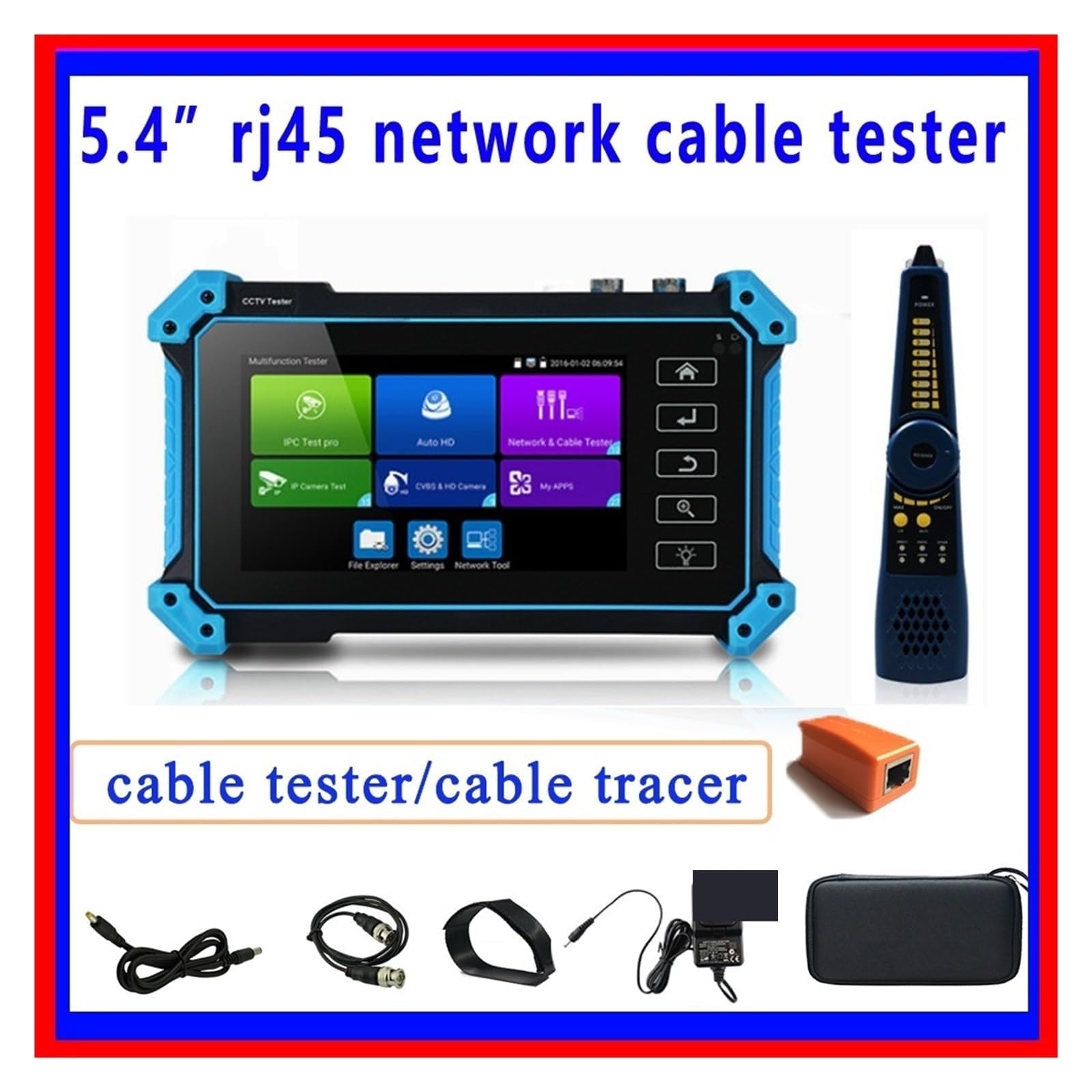 Tester professionale CCTV, monitor video portatile e tracciatore di cavi, HDMI 4K, analisi di rete UTP/RJ45, localizzatore di guasti PoE e TDR per professionisti della sicurezza