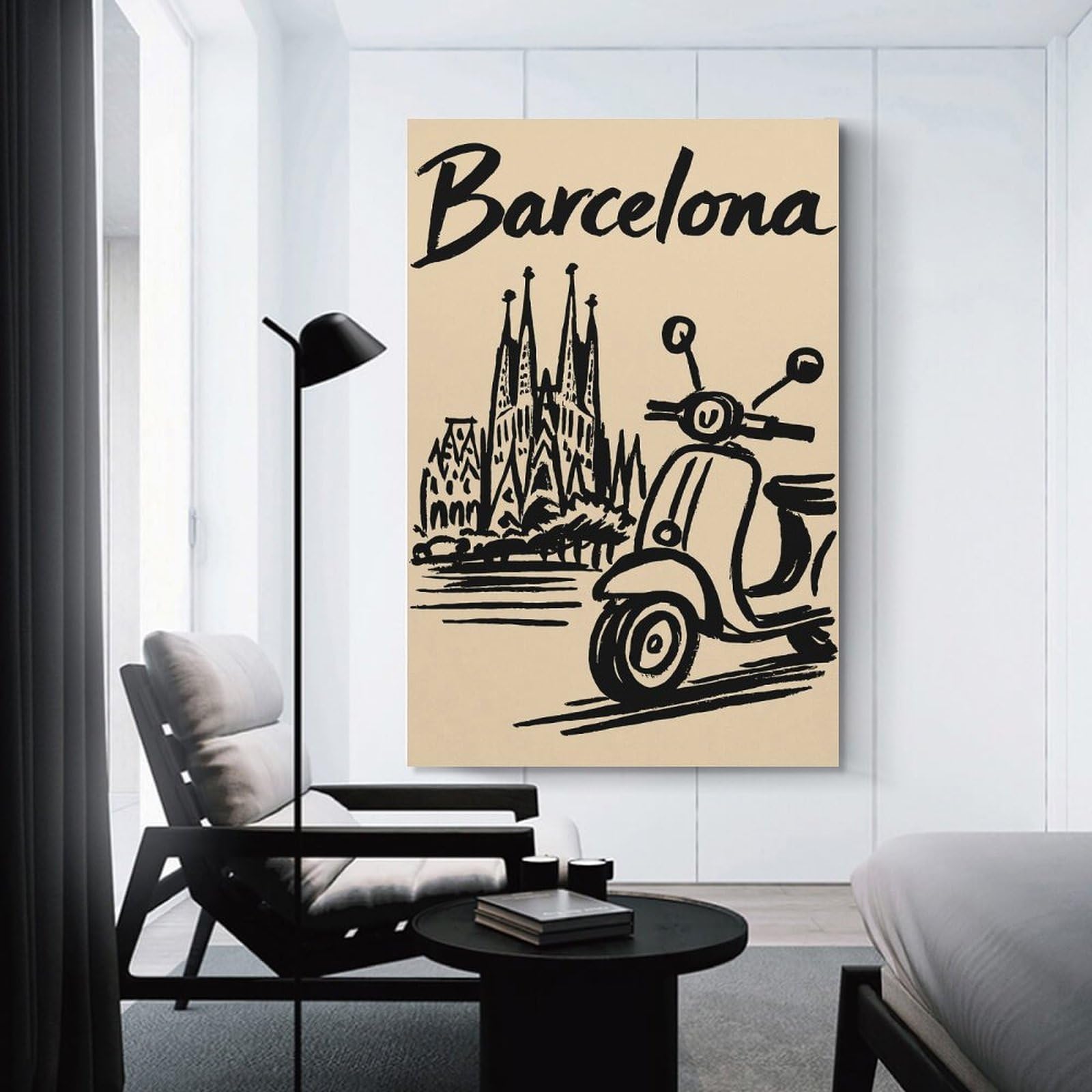 Junmoney Barcelona Travel (8) Room Decor Wall Art, 24x36inch(60x90cm), for Home, Office, Studio Or Guest Room, Canvas Wall Art That Fits Changing Layouts