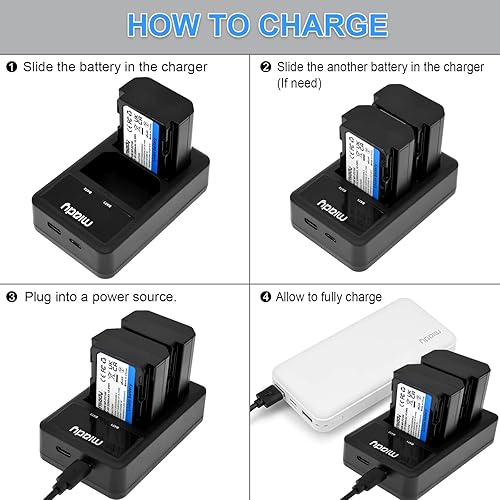 Miniatura 7 de Miady NP-FZ100 - Batería de repuesto y cargador LCD dual modelo de actualización compatible con Sony Alpha A7III, A7RIII, A9, A9R, A9S, A6600,
