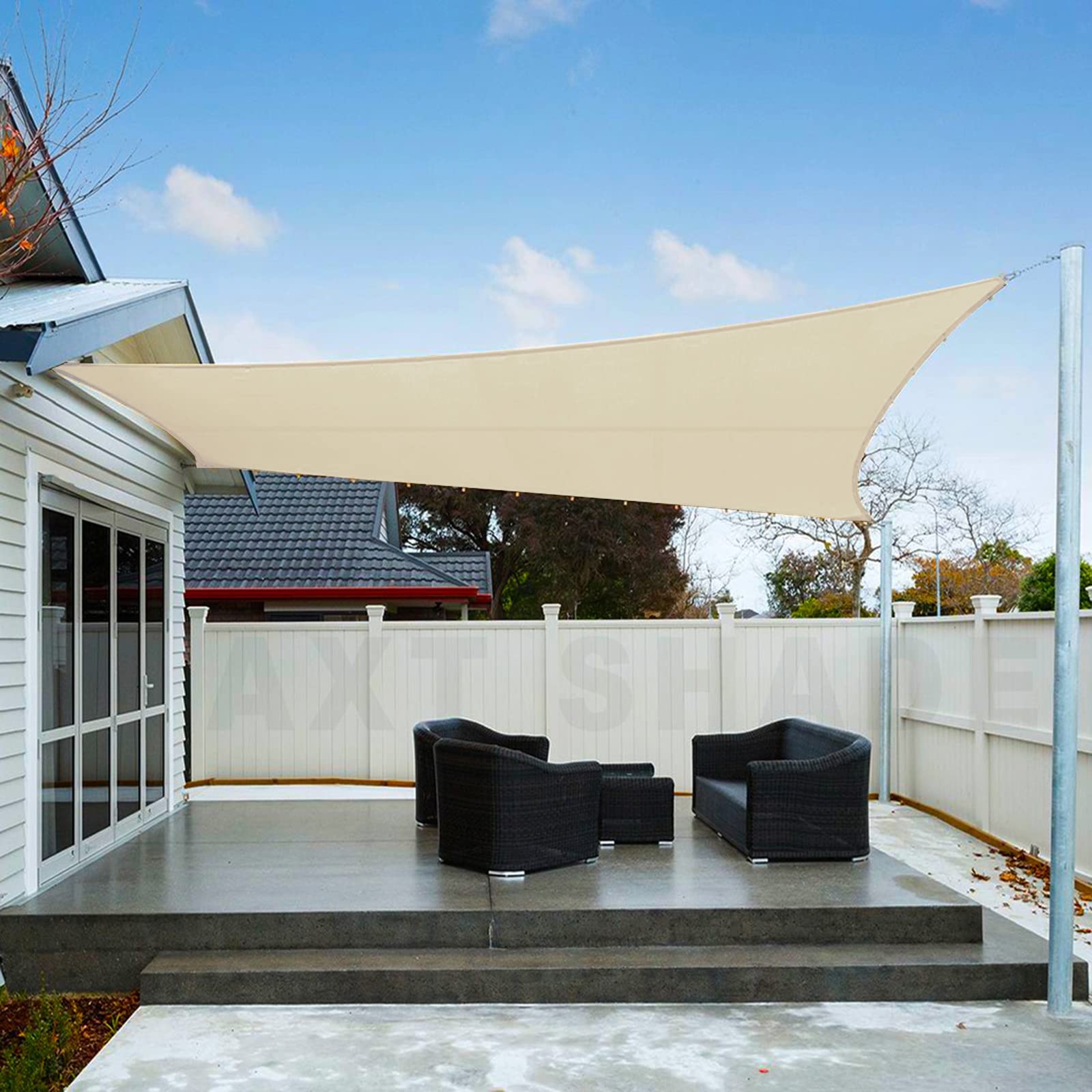 AXT SHADE Toldo Vela de Sombra Impermeable Triangular 3x3x4,25m Protección Rayos UV para Exterior Terraza Patio Jardín-Arena — view 12