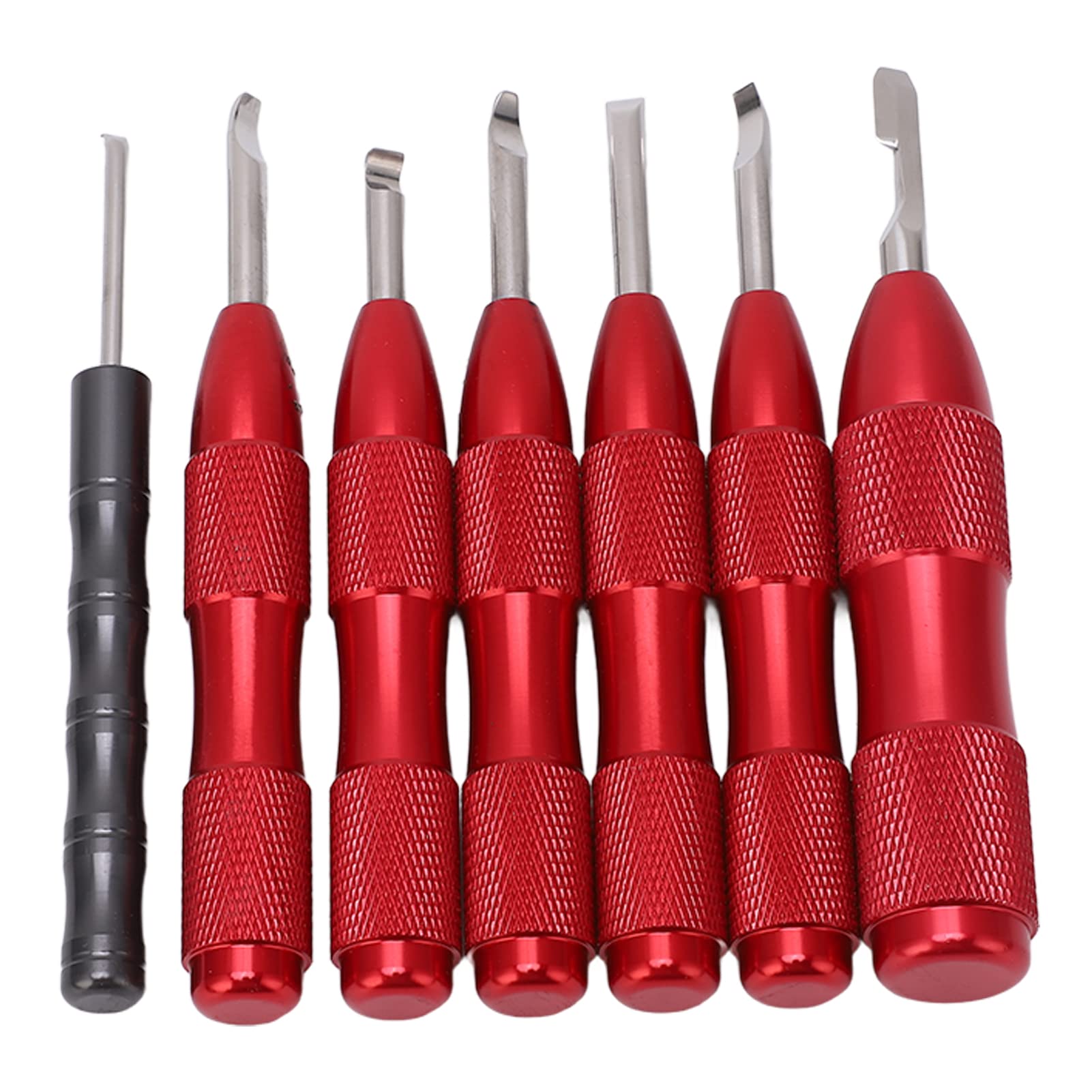 Juego de 7 herramientas para abrir tapa trasera de reloj, kit profesional para quitar cajas de relojes, herramientas de palanca de aleación de aluminio de múltiples (Roja)