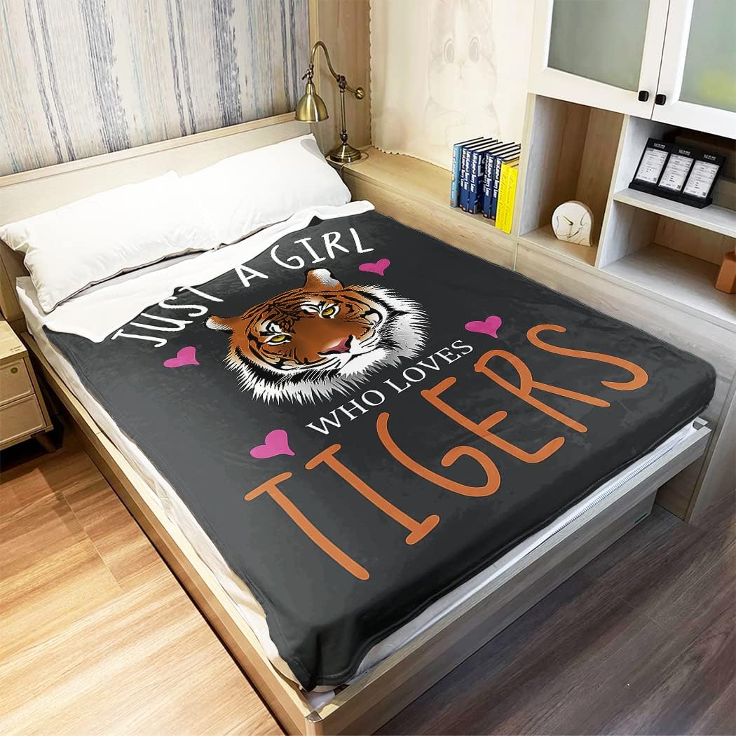 SXCHEN 50"x60" Blankets Plush Sofa Bed Throw Just a Girl Who Loves Tigers